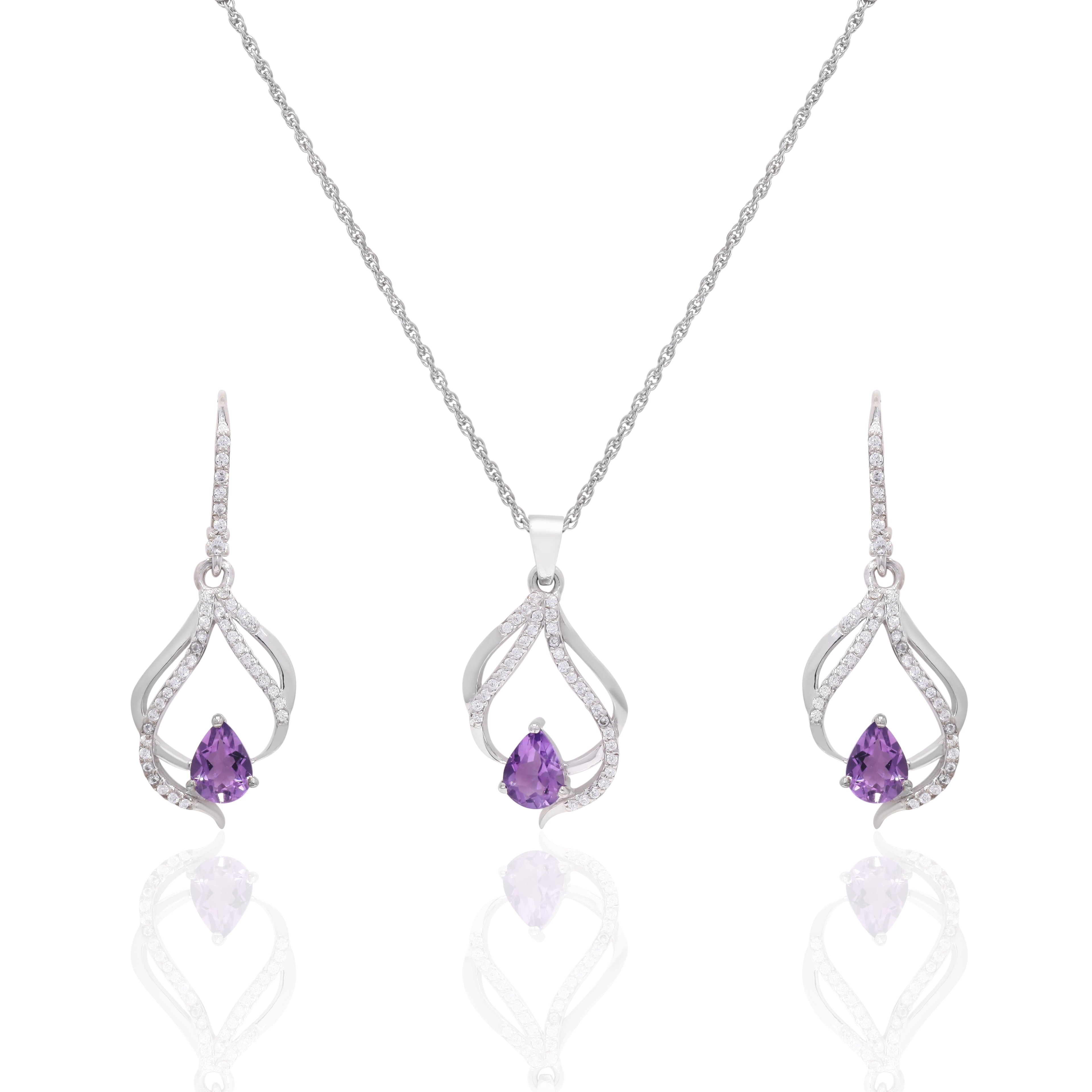Amethyst Charm Pendant Set