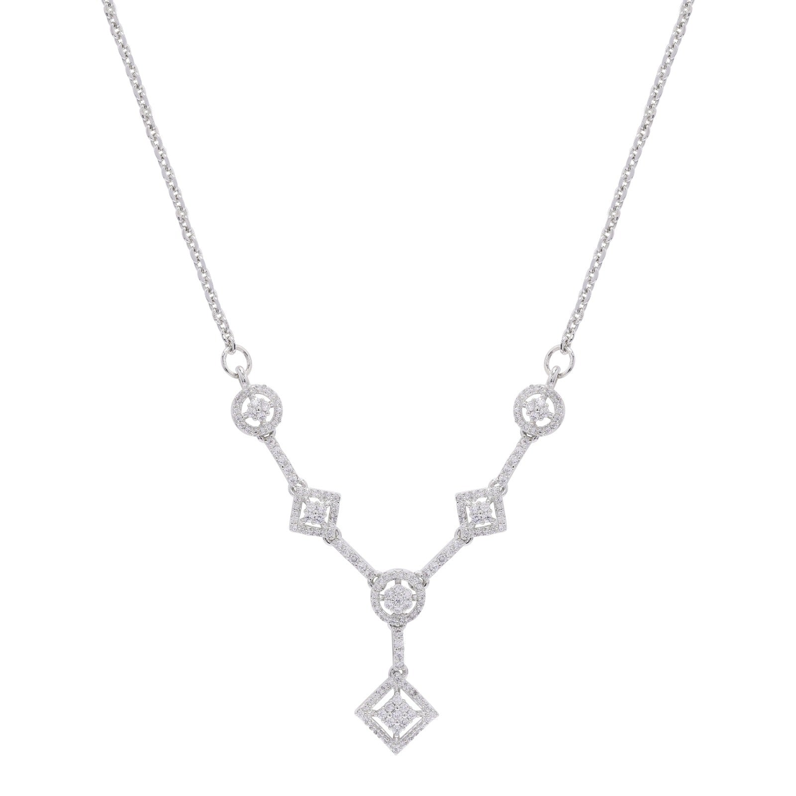 Geo Charm Silver Necklace Set