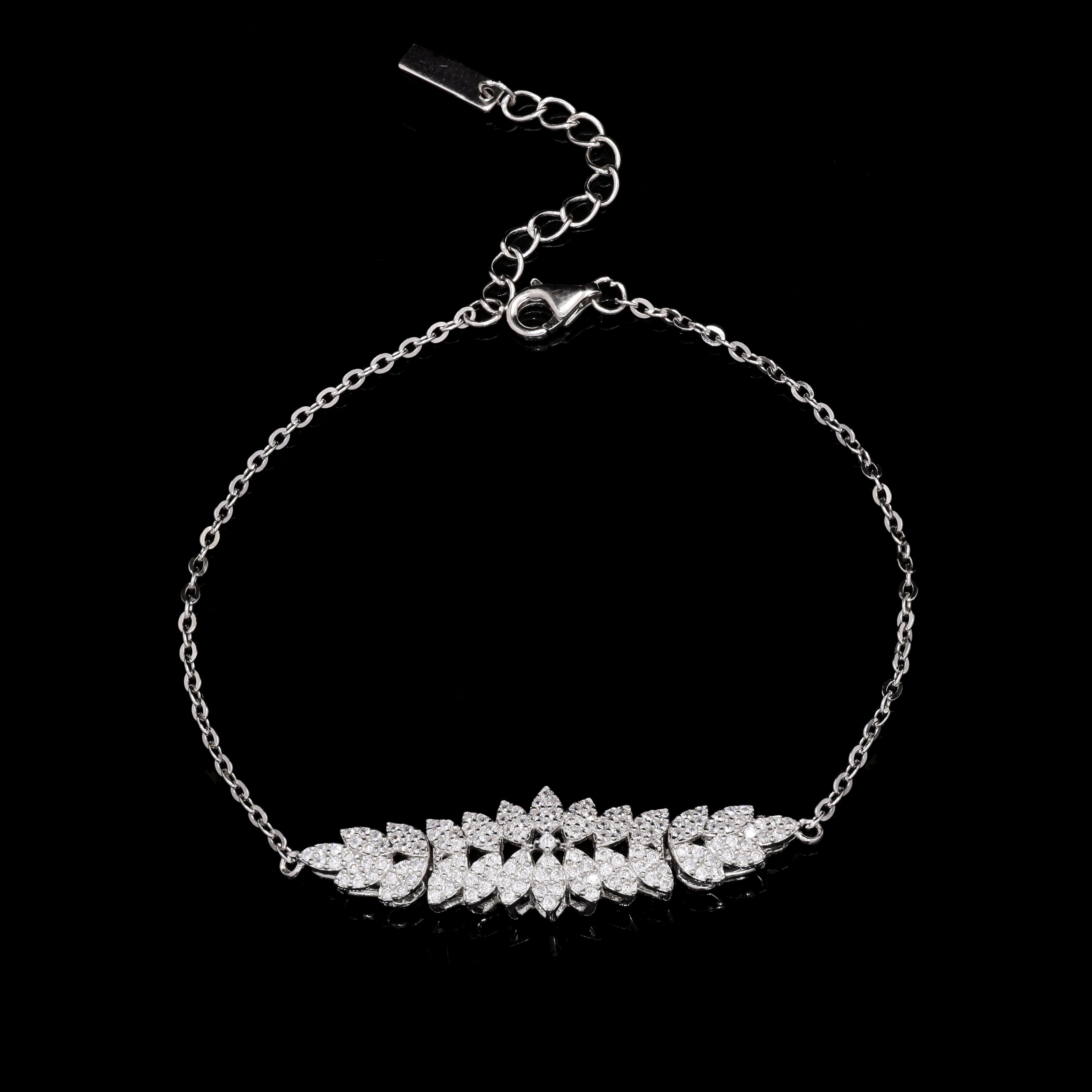 Shimmering Fern Silver Bracelet