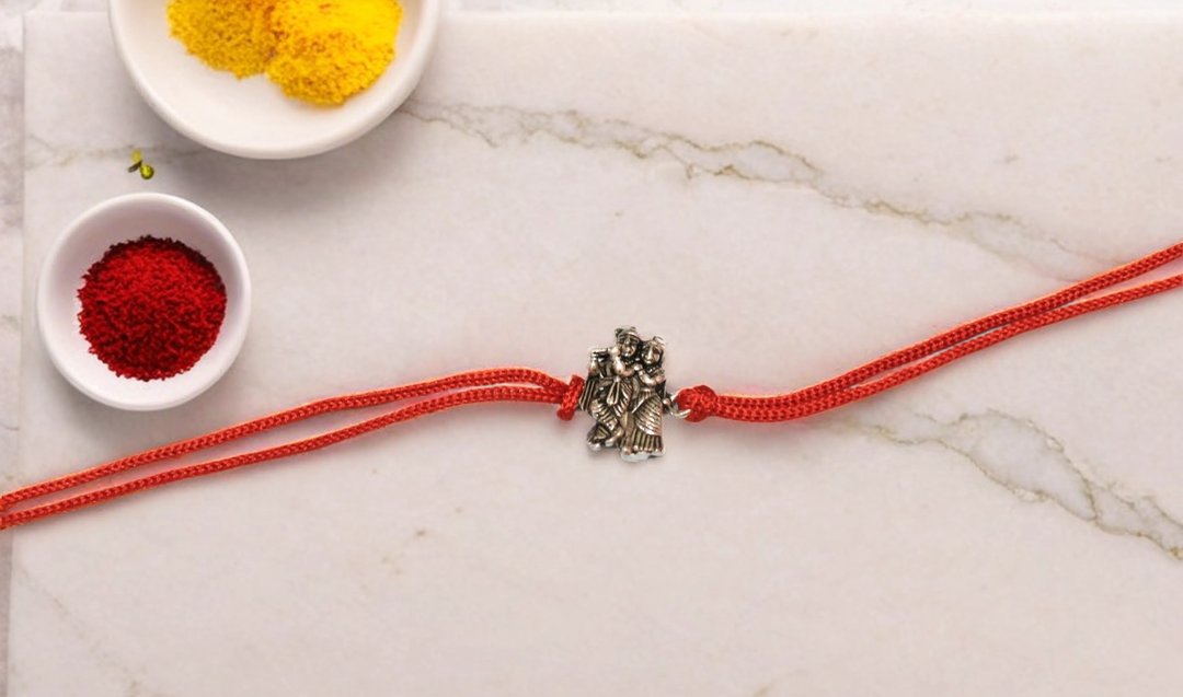 Radha Krishna Silver Rakhi