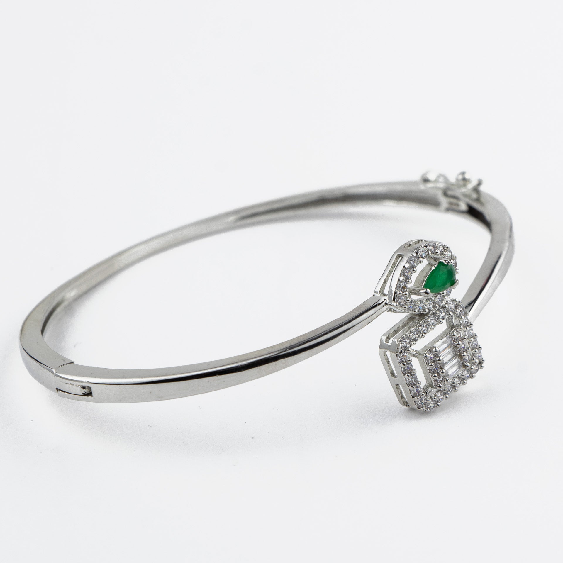 Green Chic Square Silver Bracelet