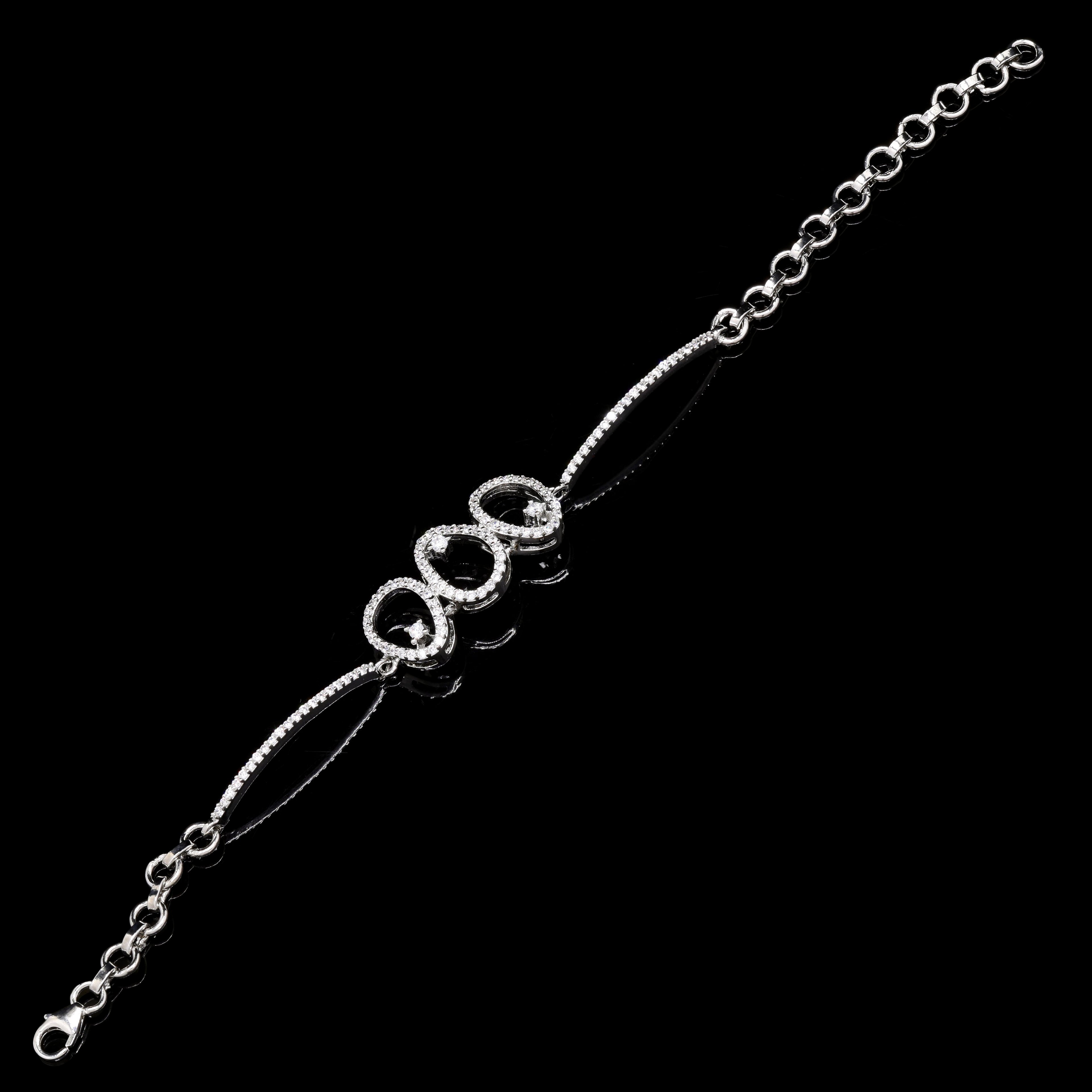 Three Halo Silver Bracelet