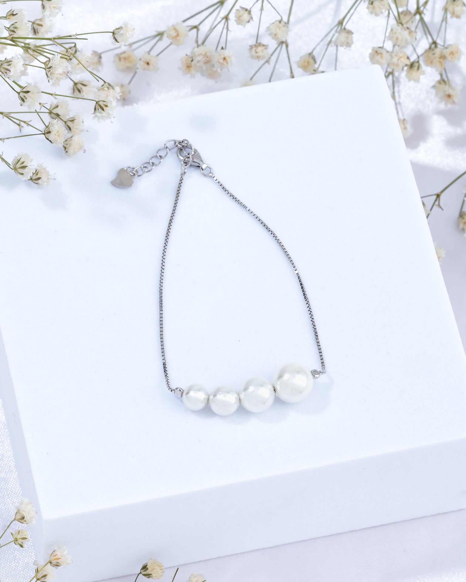 Four-Pearl Symphony Silver Bracelet
