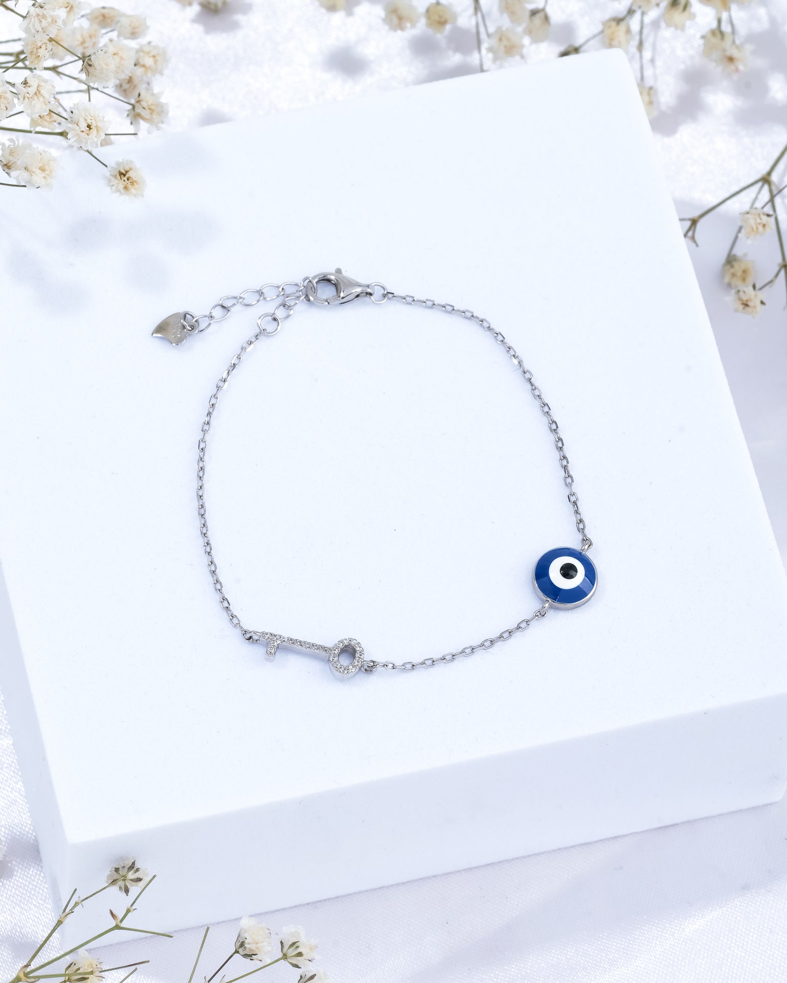 Evil Eye Key Silver Bracelet