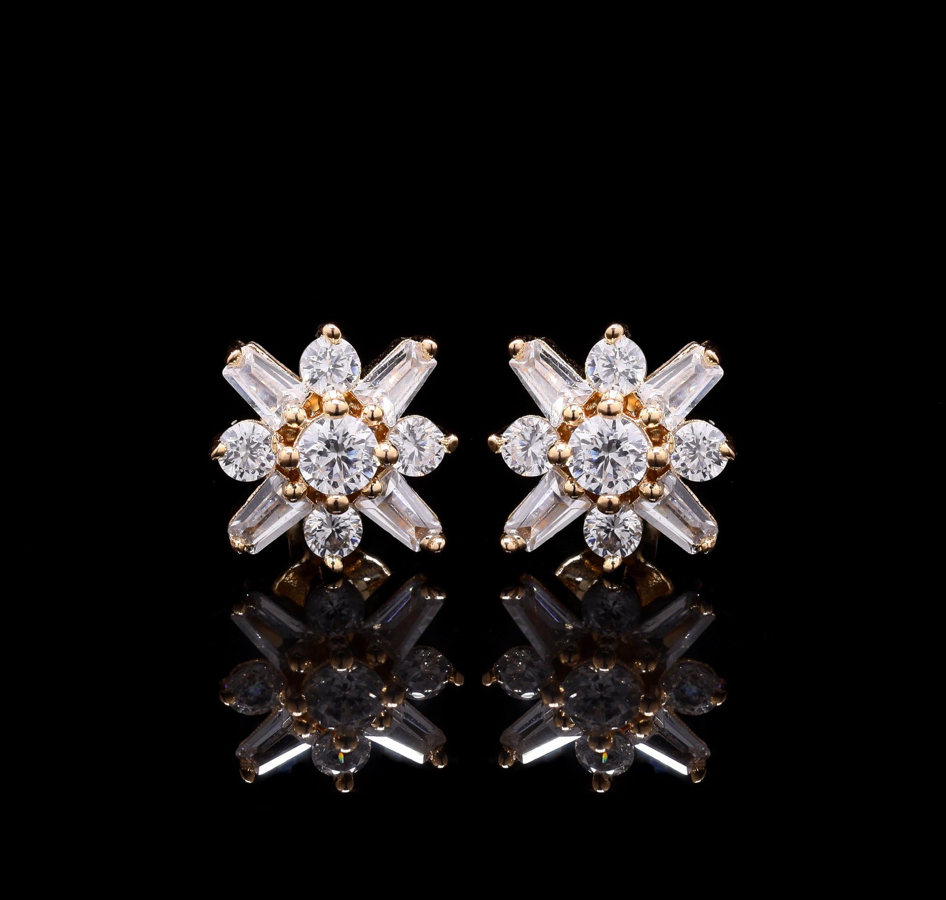 Golden Bold Spikes Silver Studs