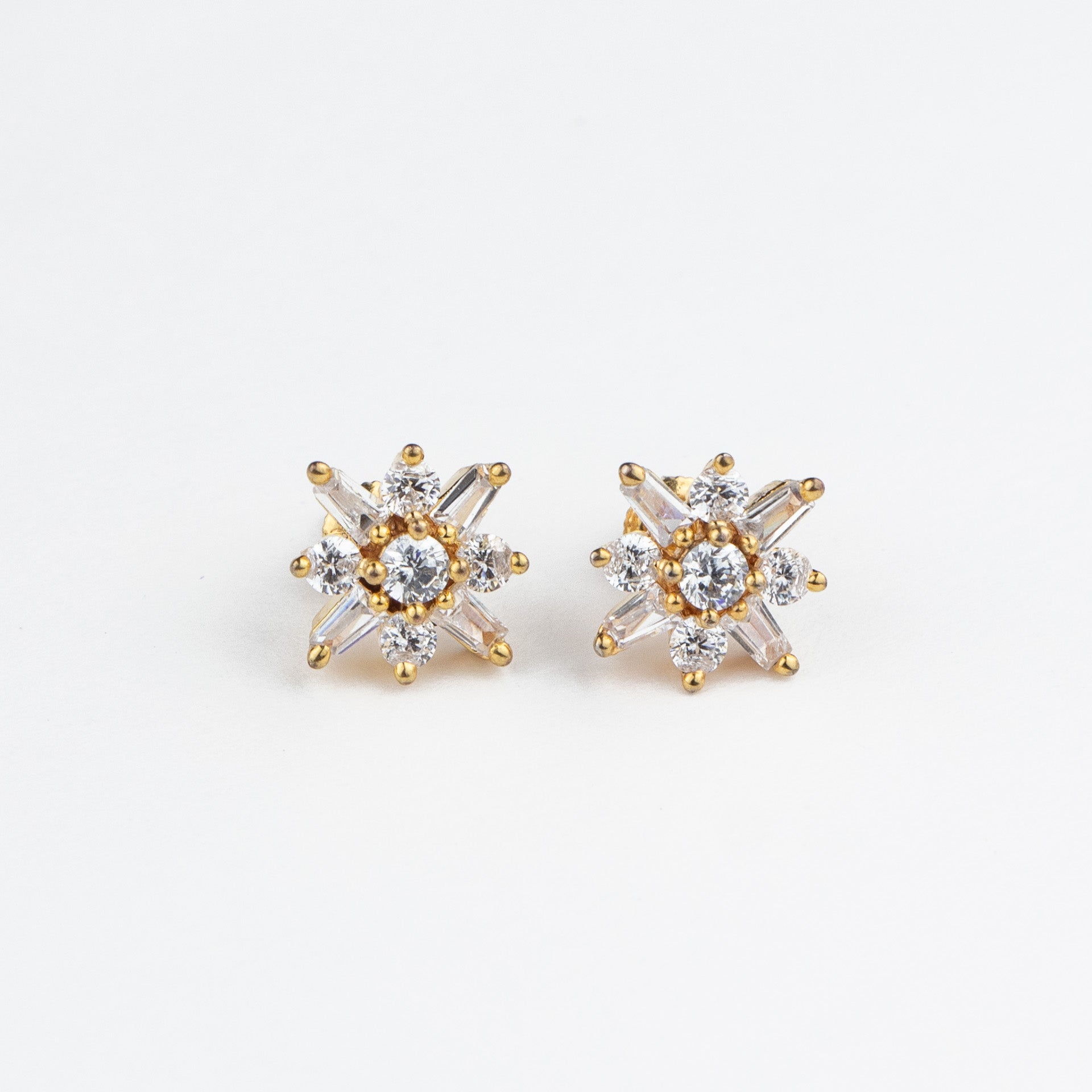 Golden Bold Spikes Silver Studs