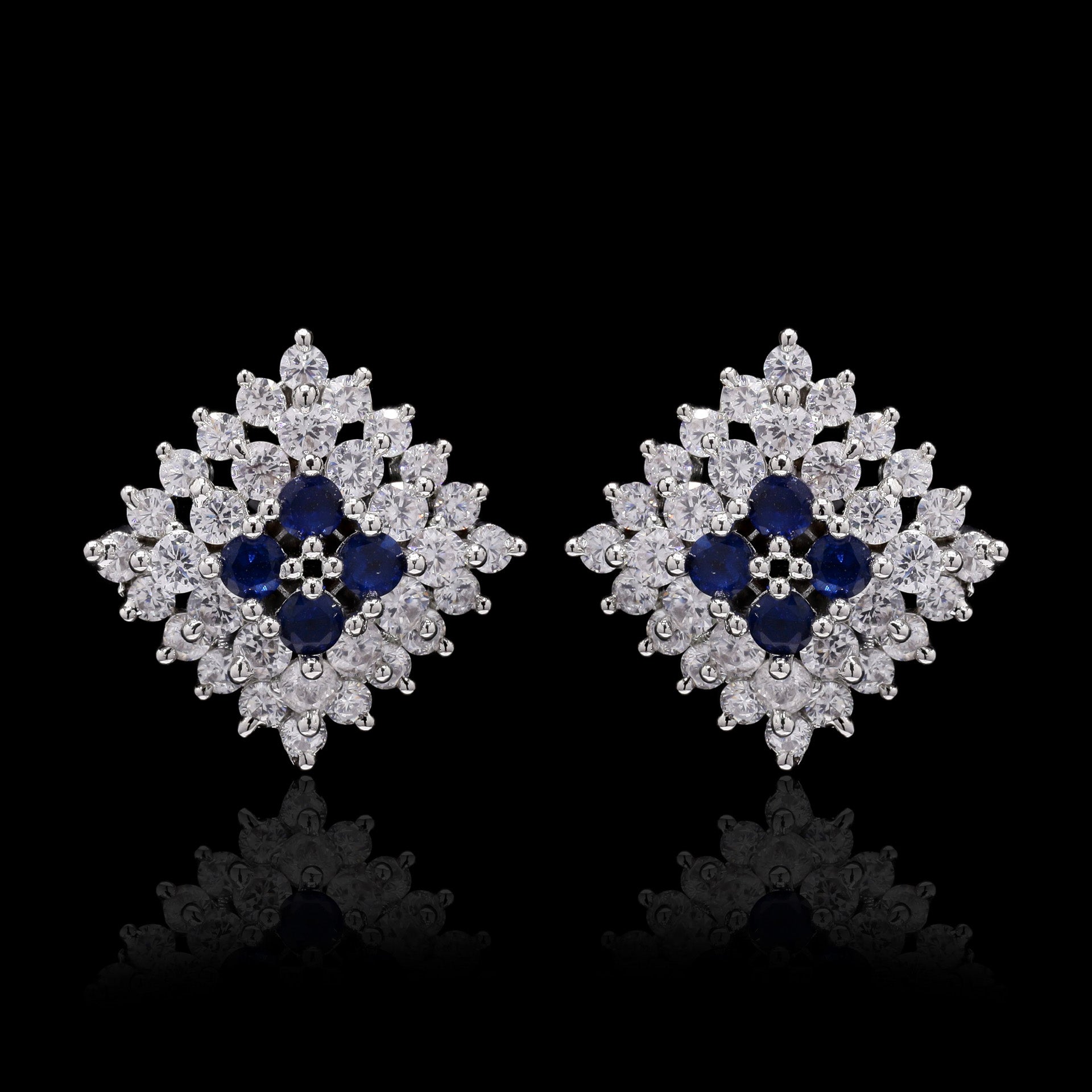 Blue Silver Web Studs