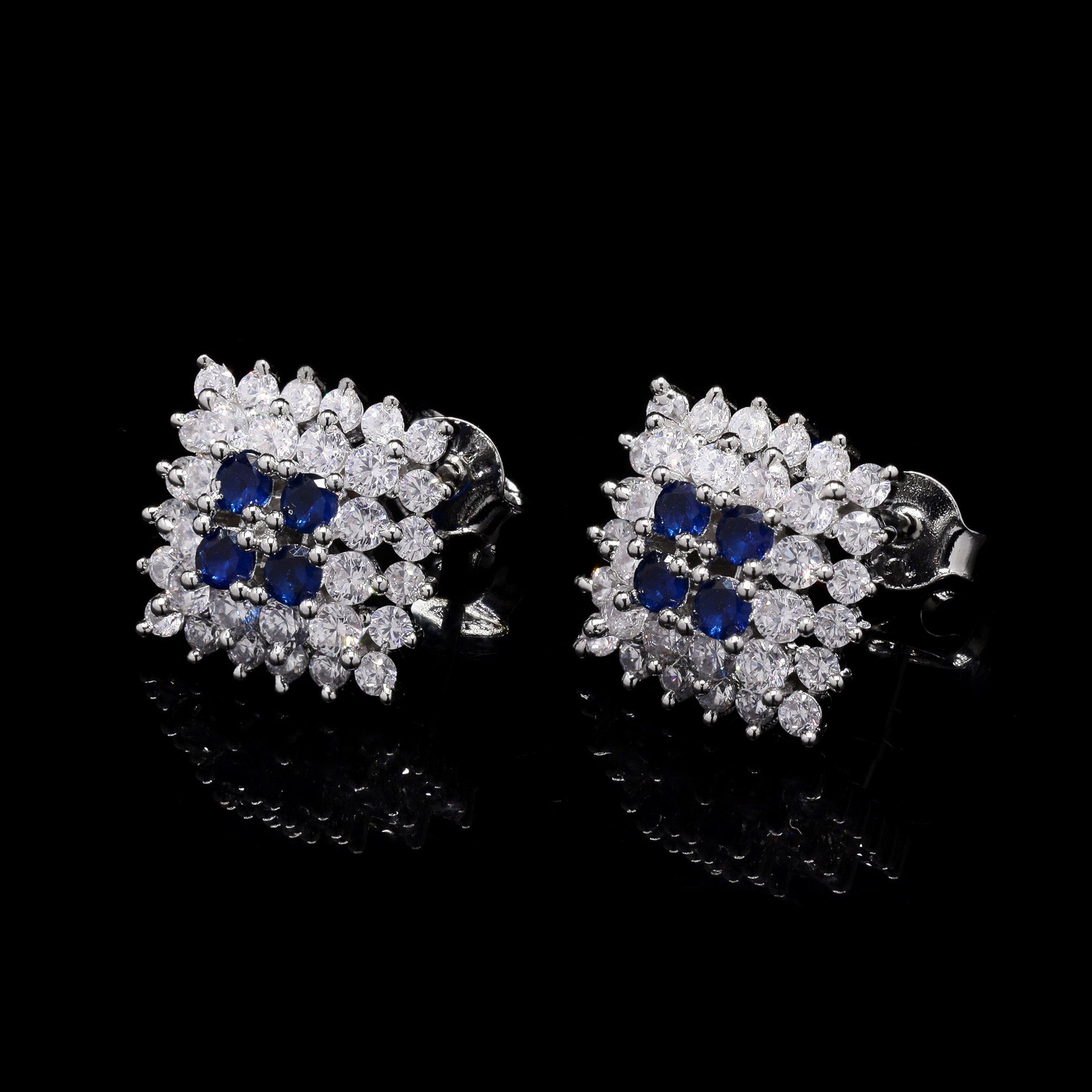 Blue Silver Web Studs