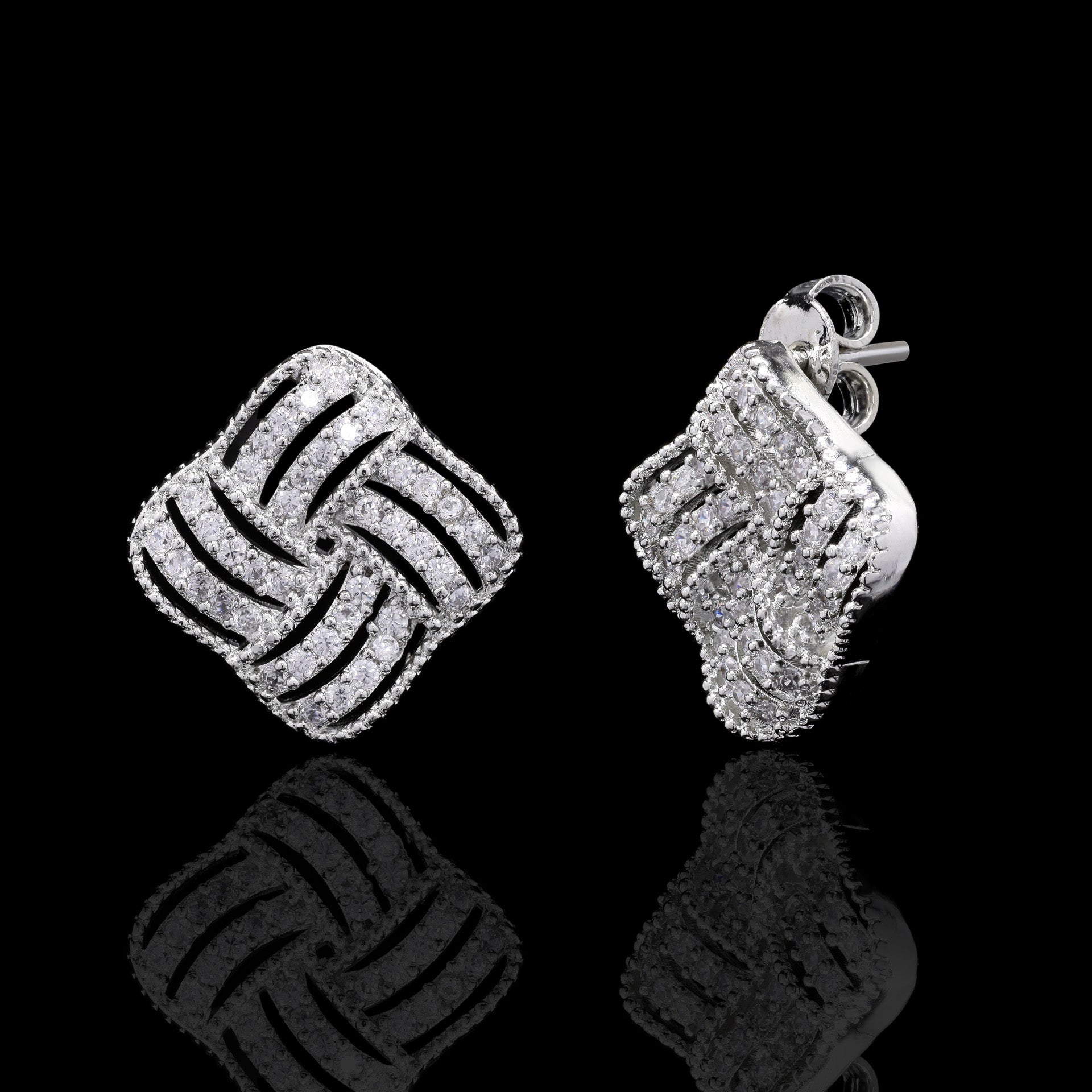 Ribbon Twirl Silver Studs
