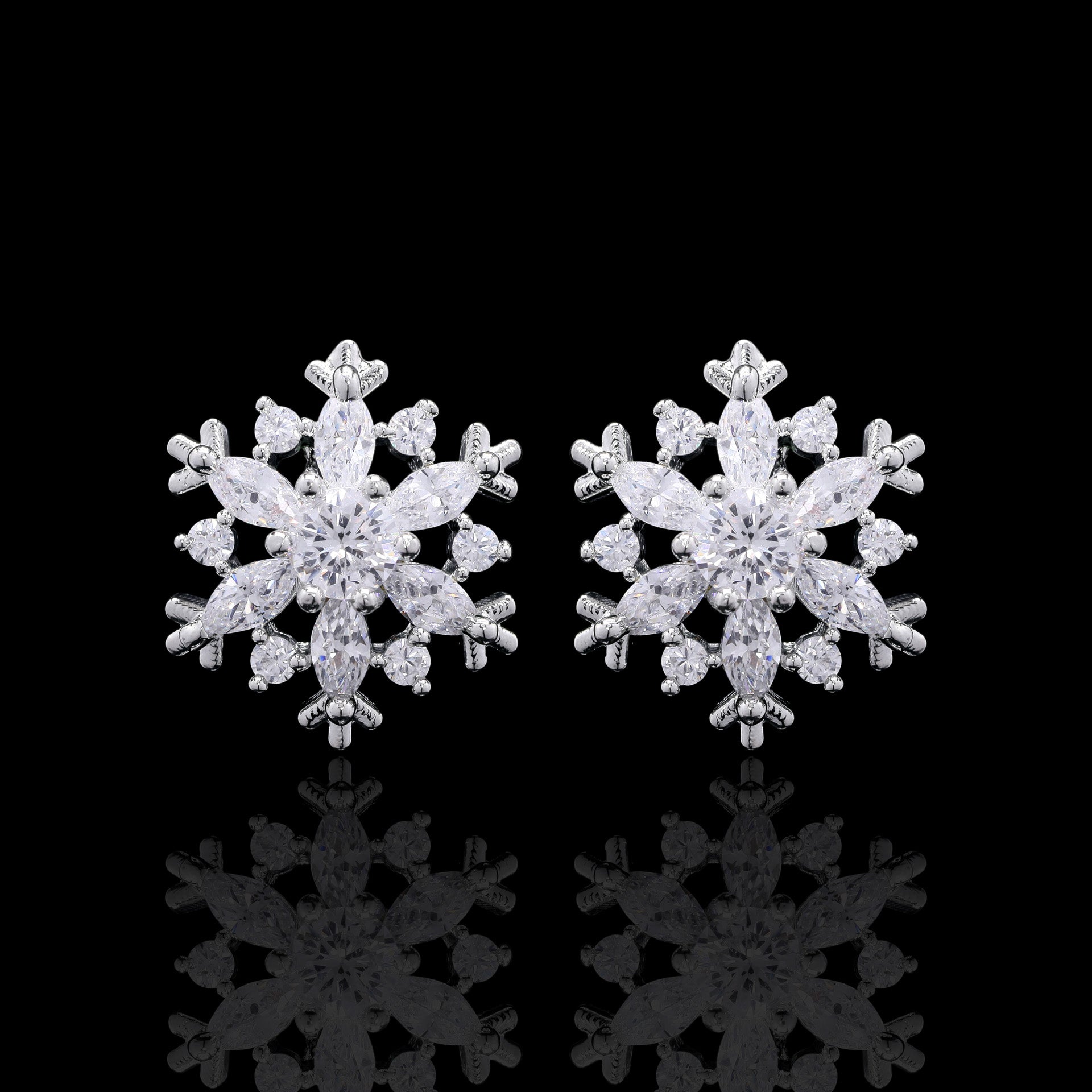 Snowflakes Silver Studs