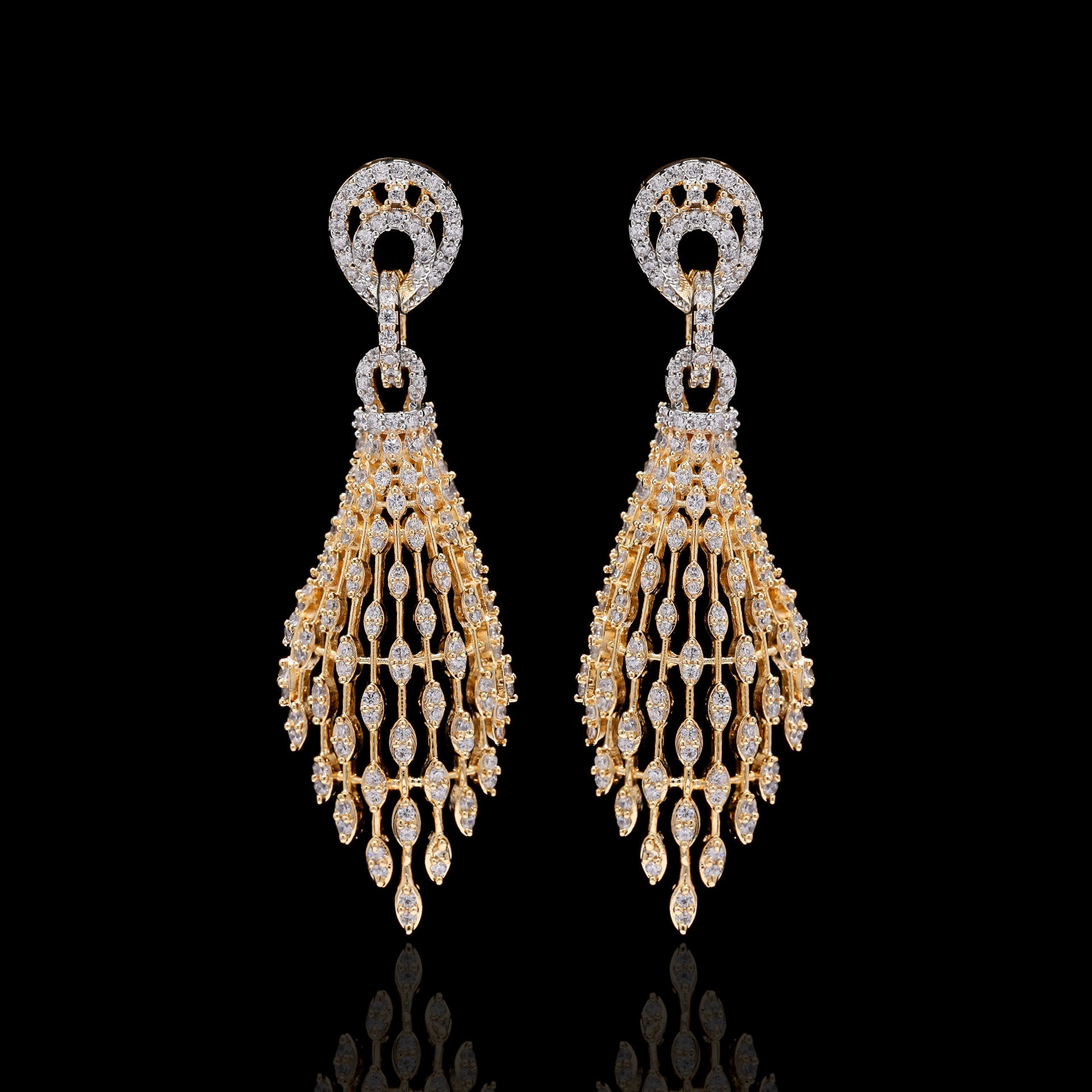 Golden Drizzle Silver Earrings