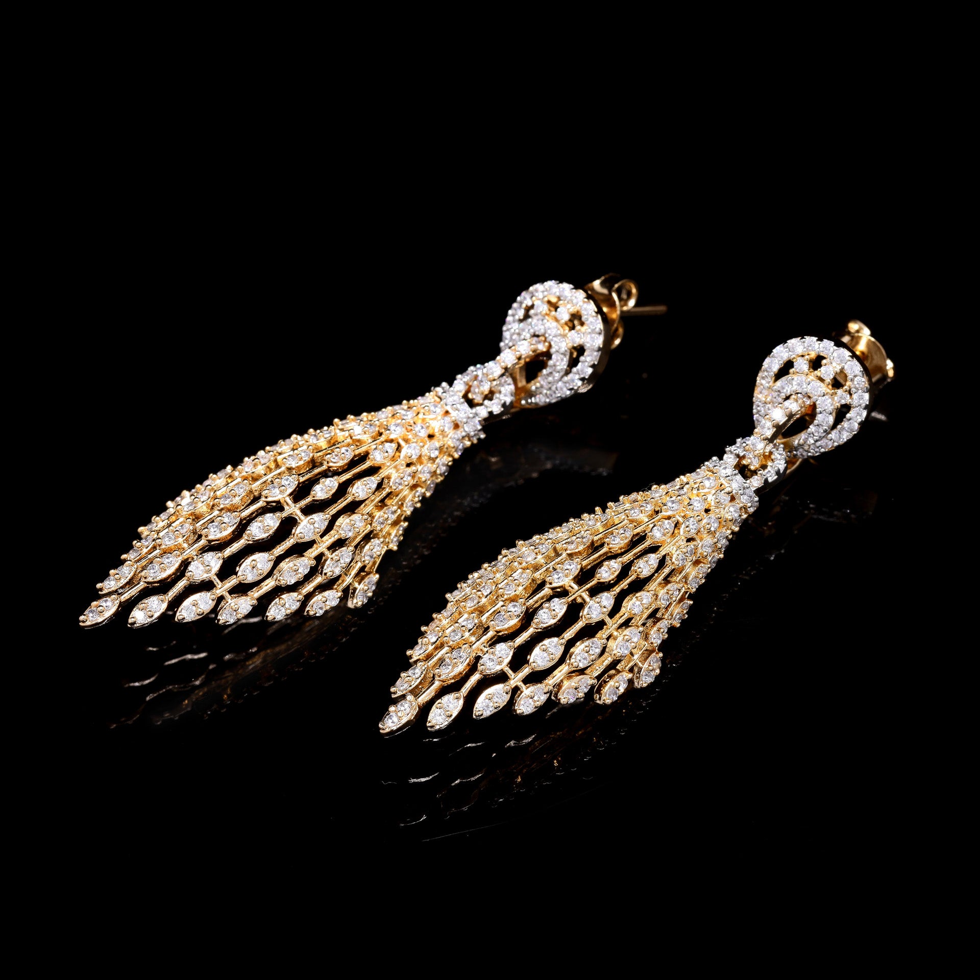 Golden Drizzle Silver Earrings