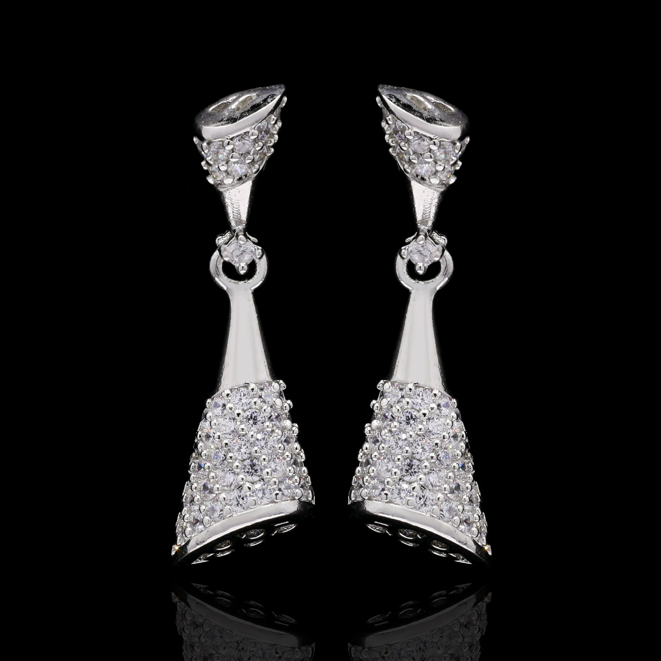 Inverted Cone Silver Earrings