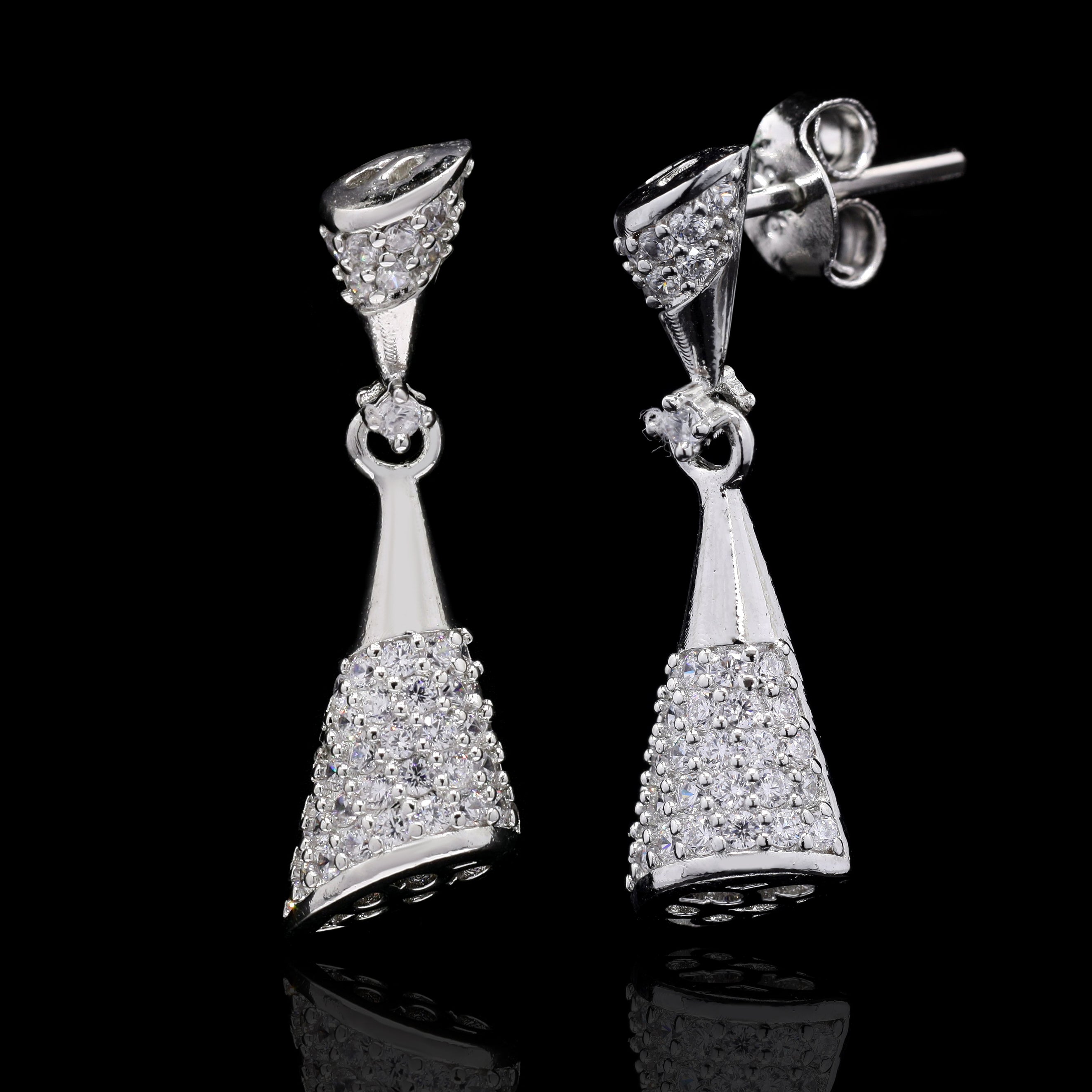 Inverted Cone Silver Earrings