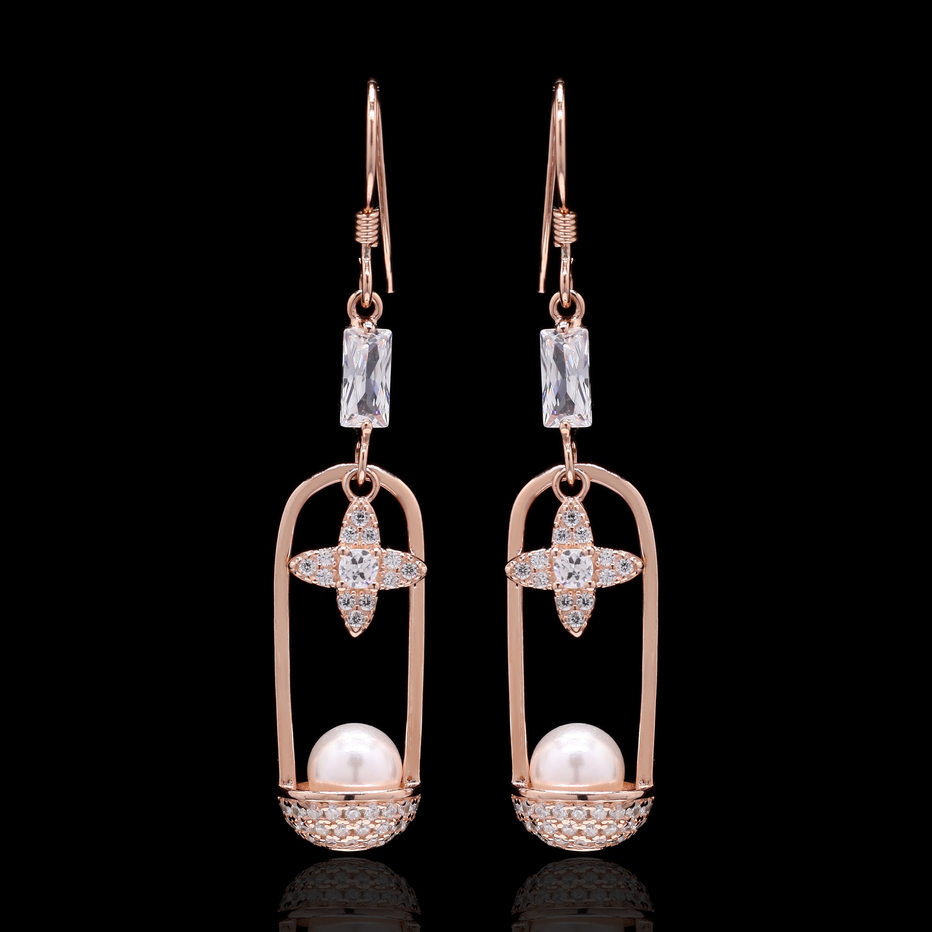 Hanging Pearl Silver Earrings