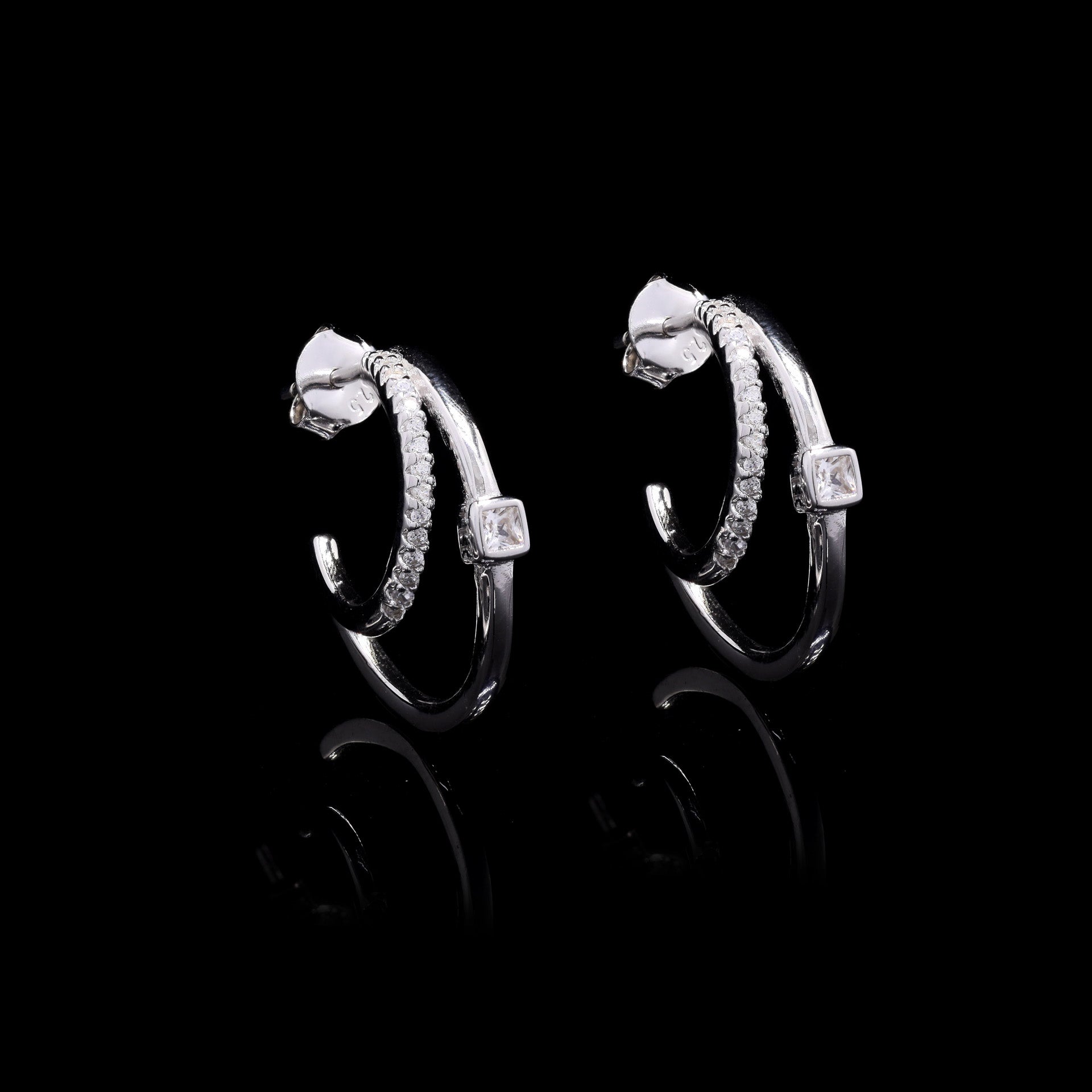 Lustre Duo Silver Earrings