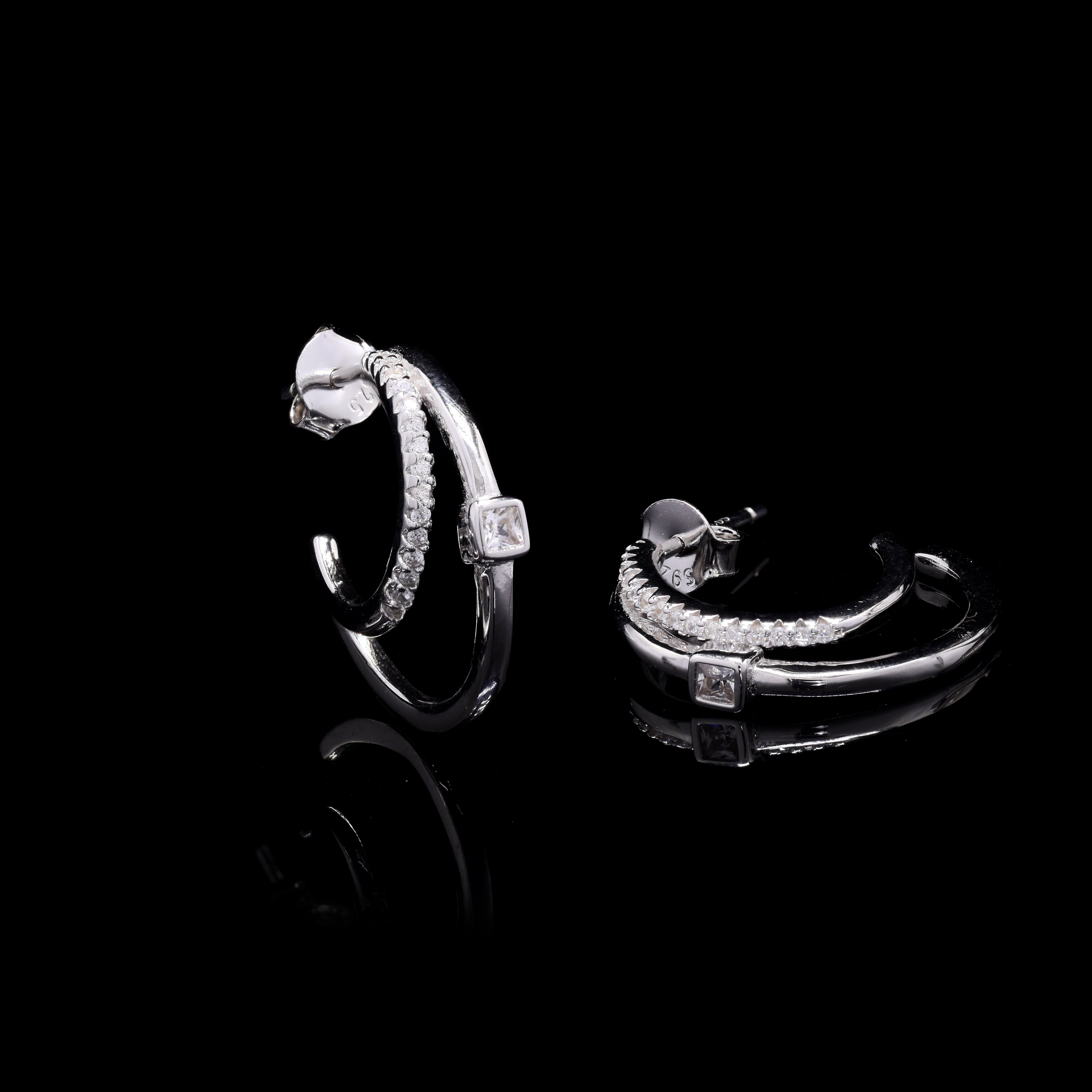 Lustre Duo Silver Earrings