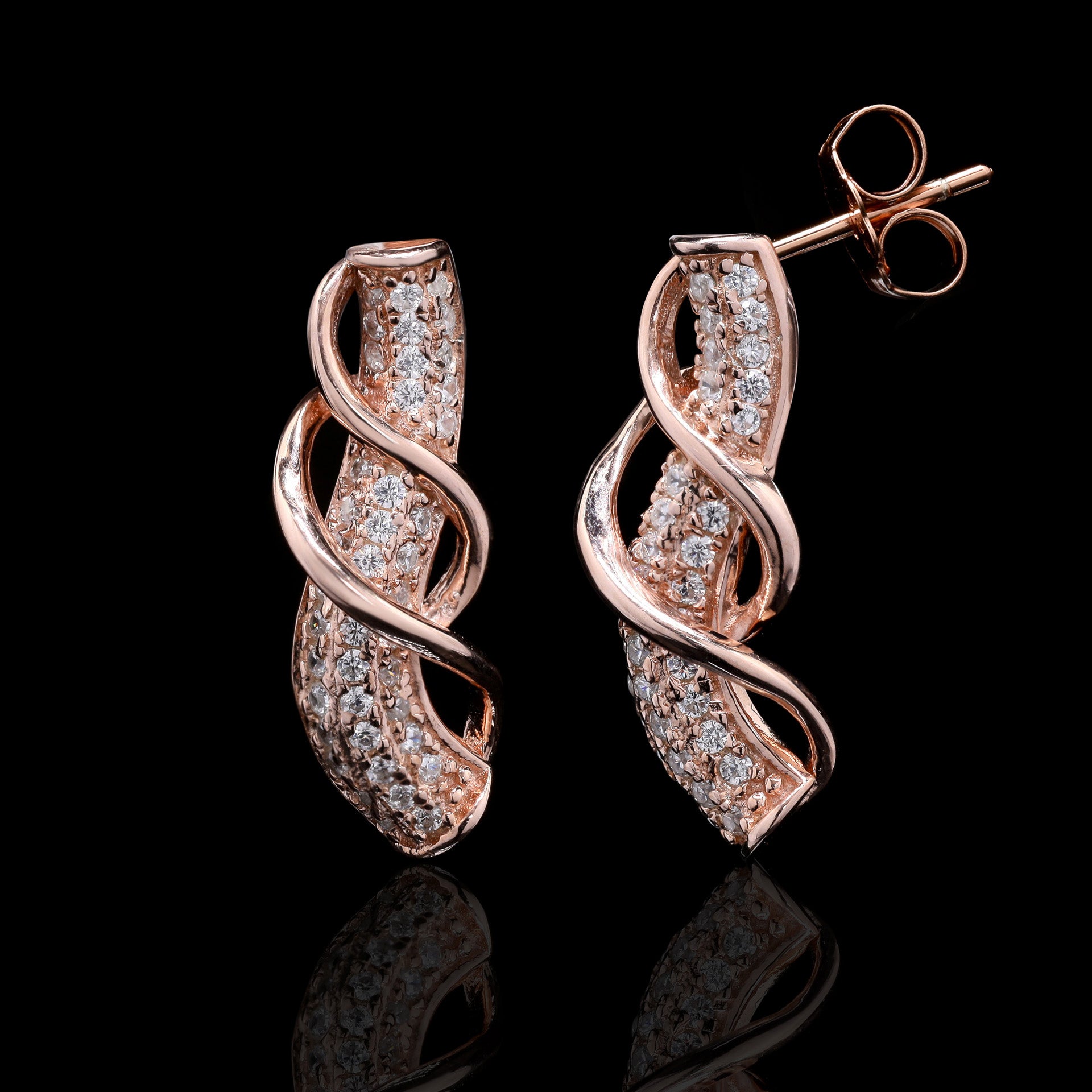 Rose Gold Cobra Wave Earrings