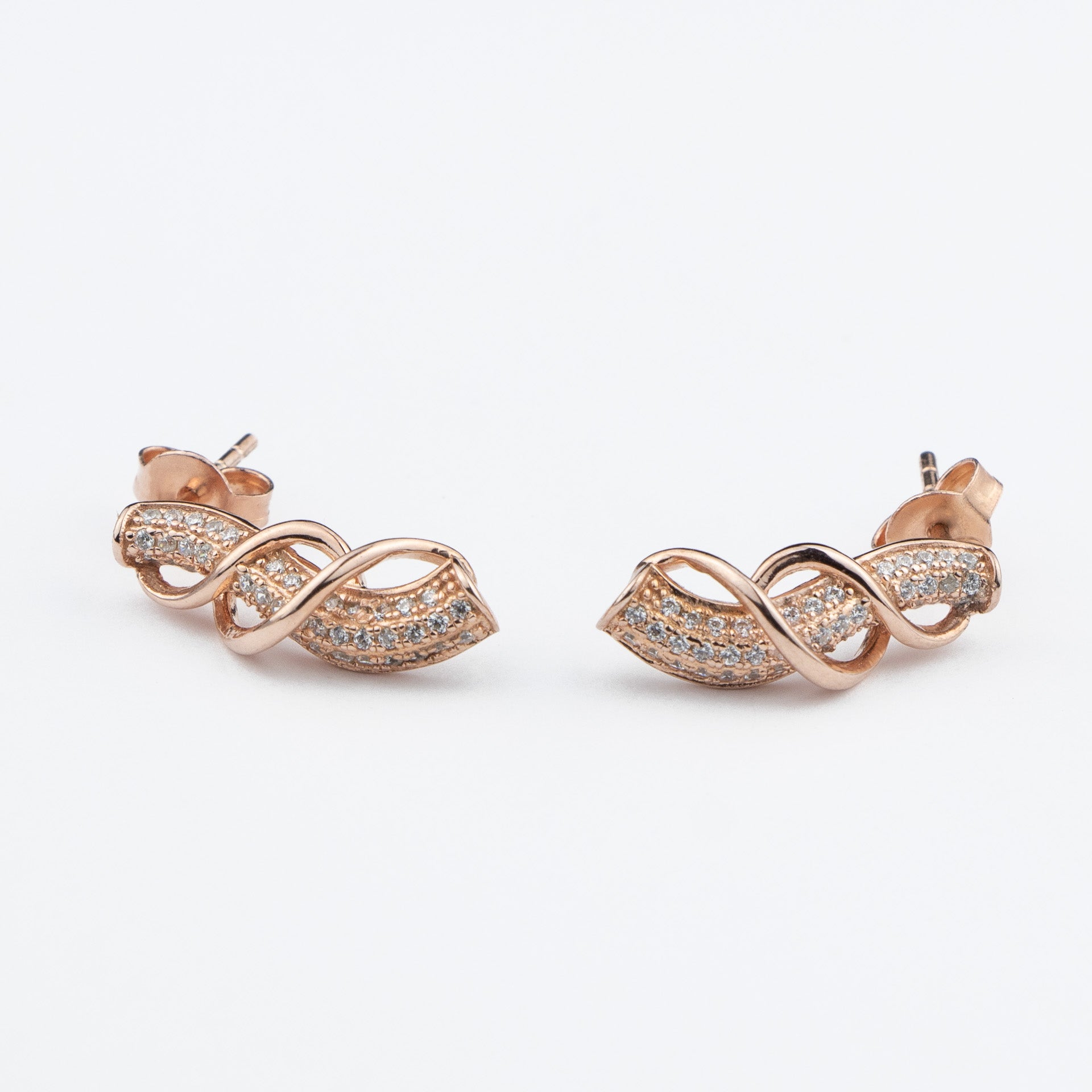Rose Gold Cobra Wave Earrings