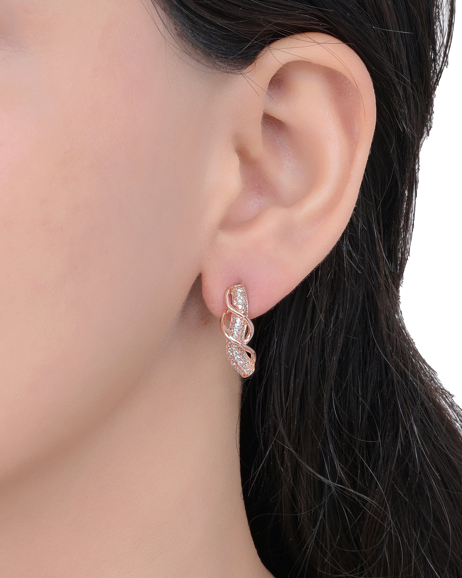 Rose Gold Cobra Wave Earrings