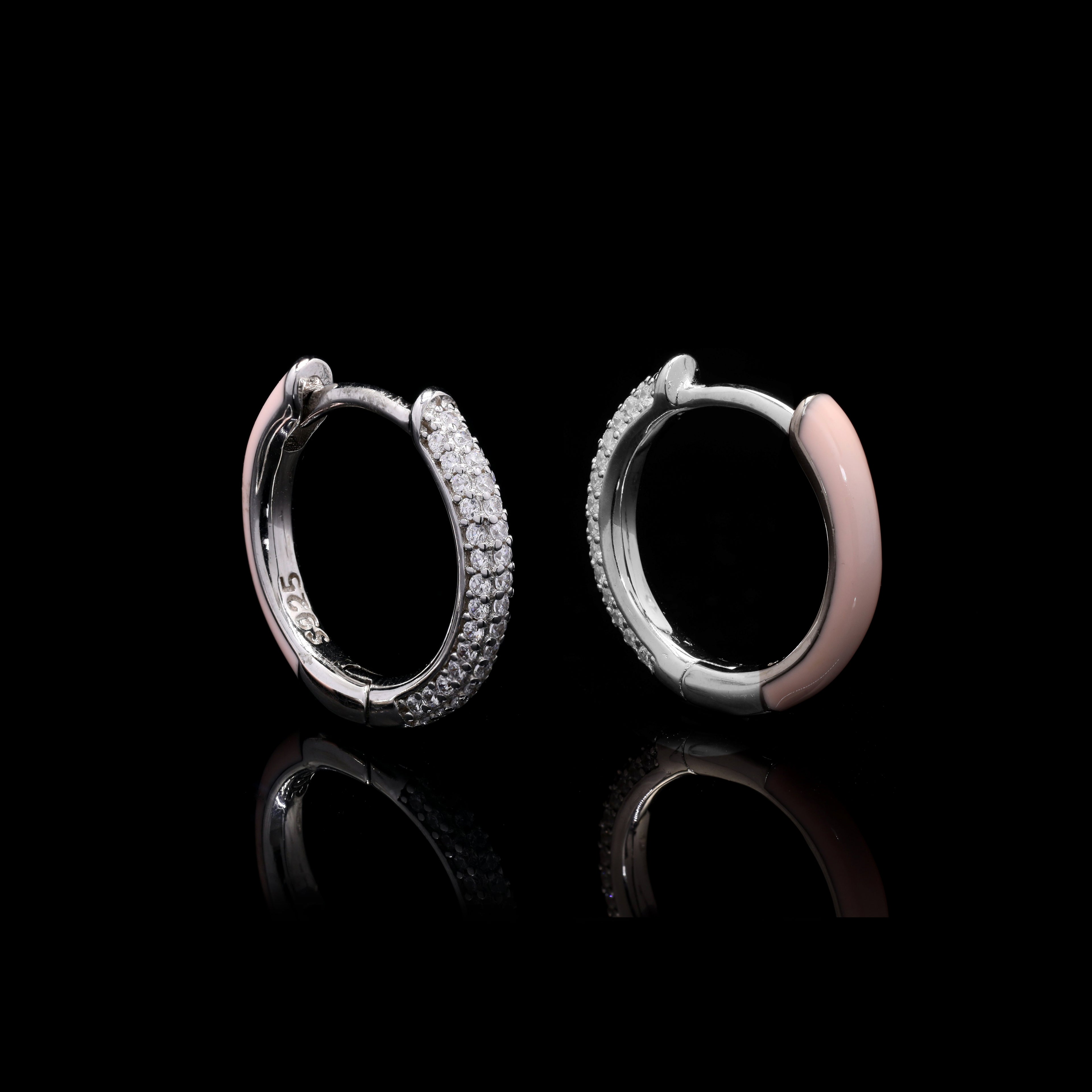 Dusky Peach Silver Earrings
