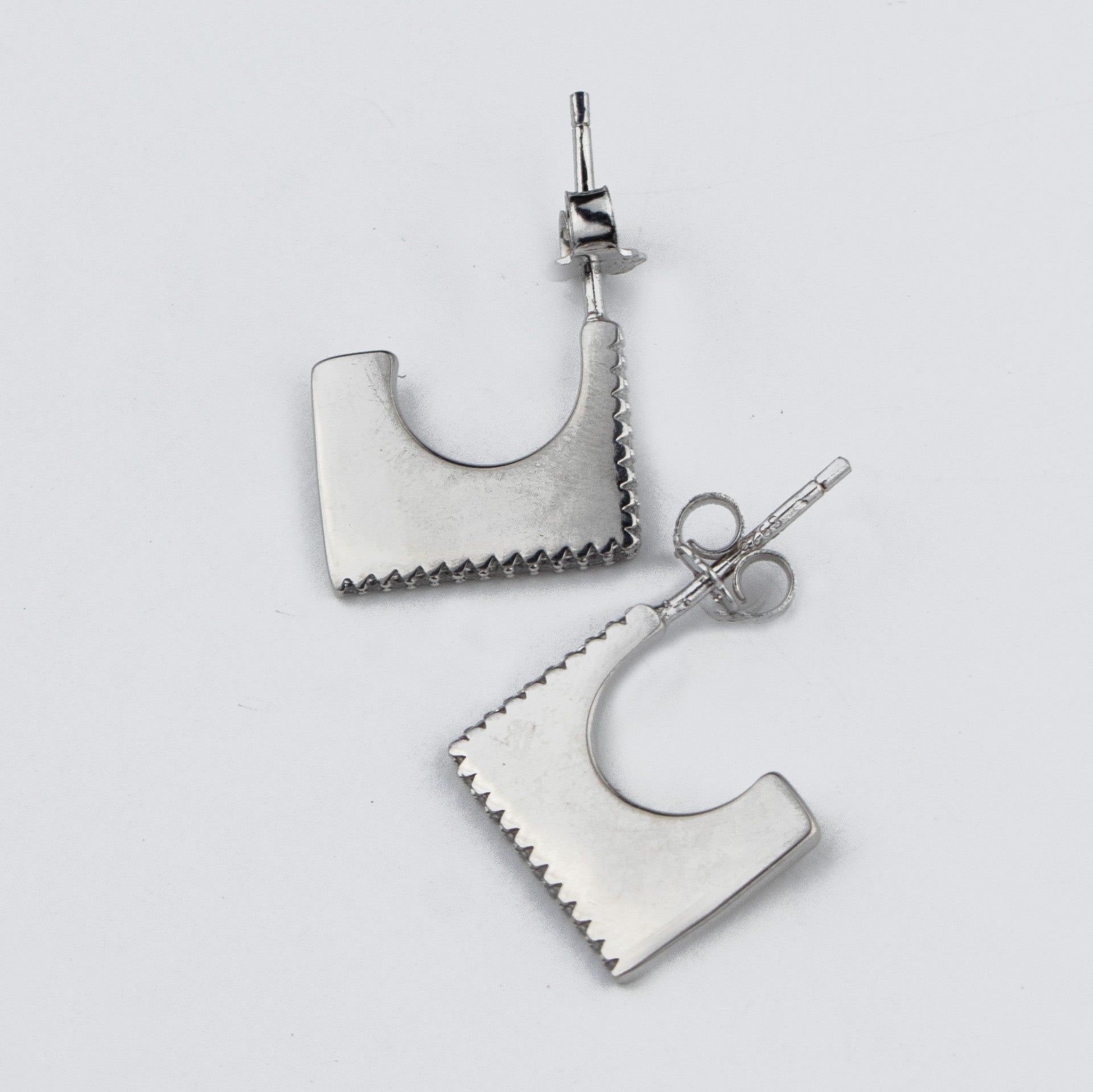 Cut Edge Silver Studs