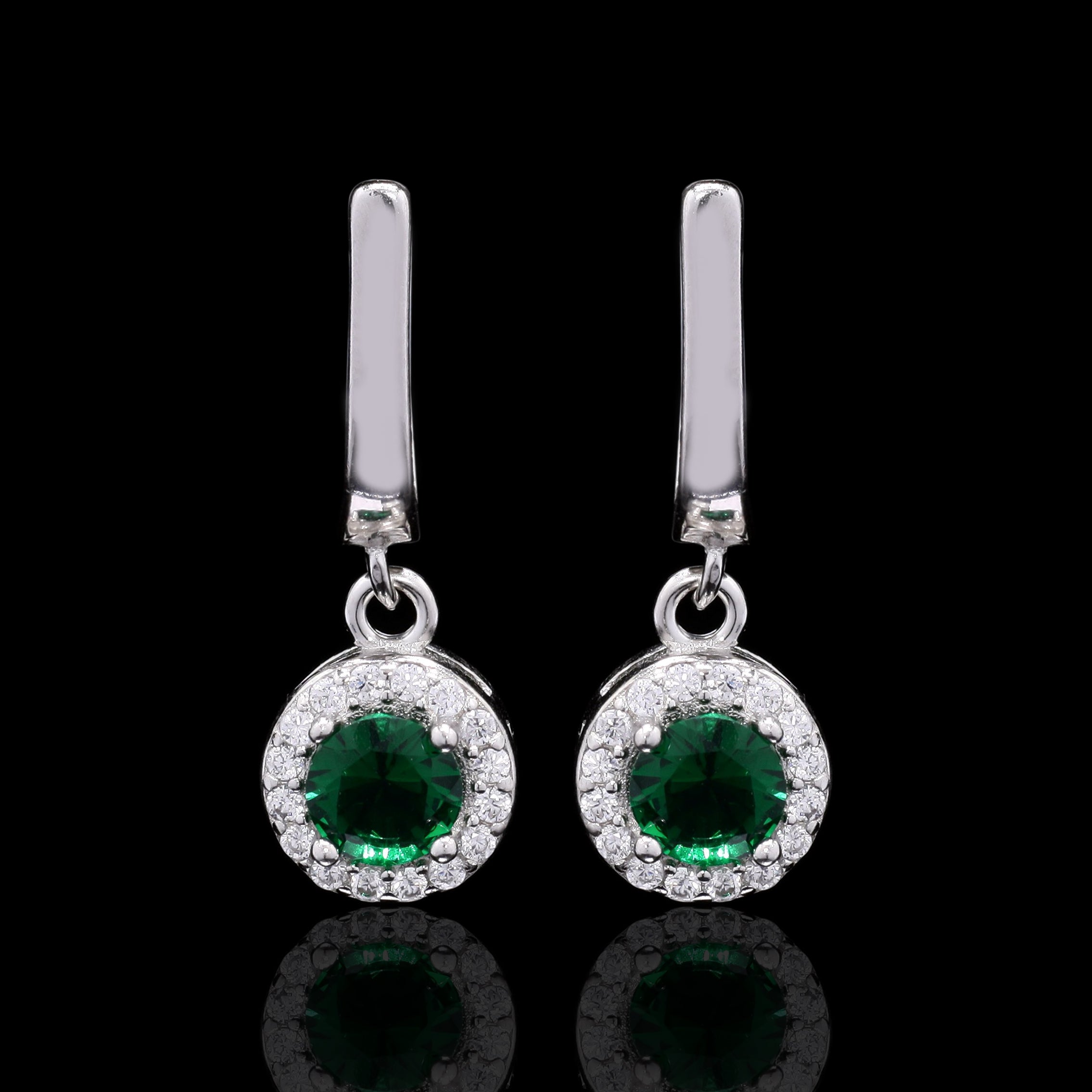 Twisted Green Silver Earrings