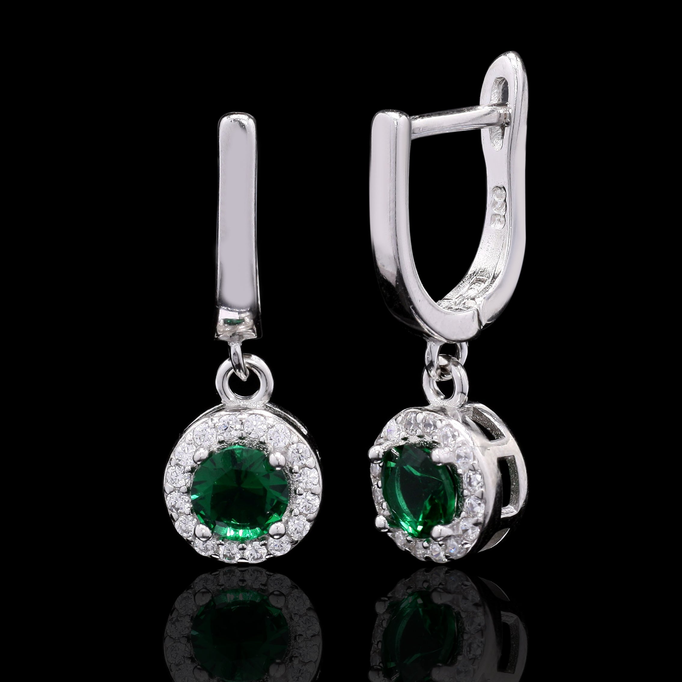 Twisted Green Silver Earrings