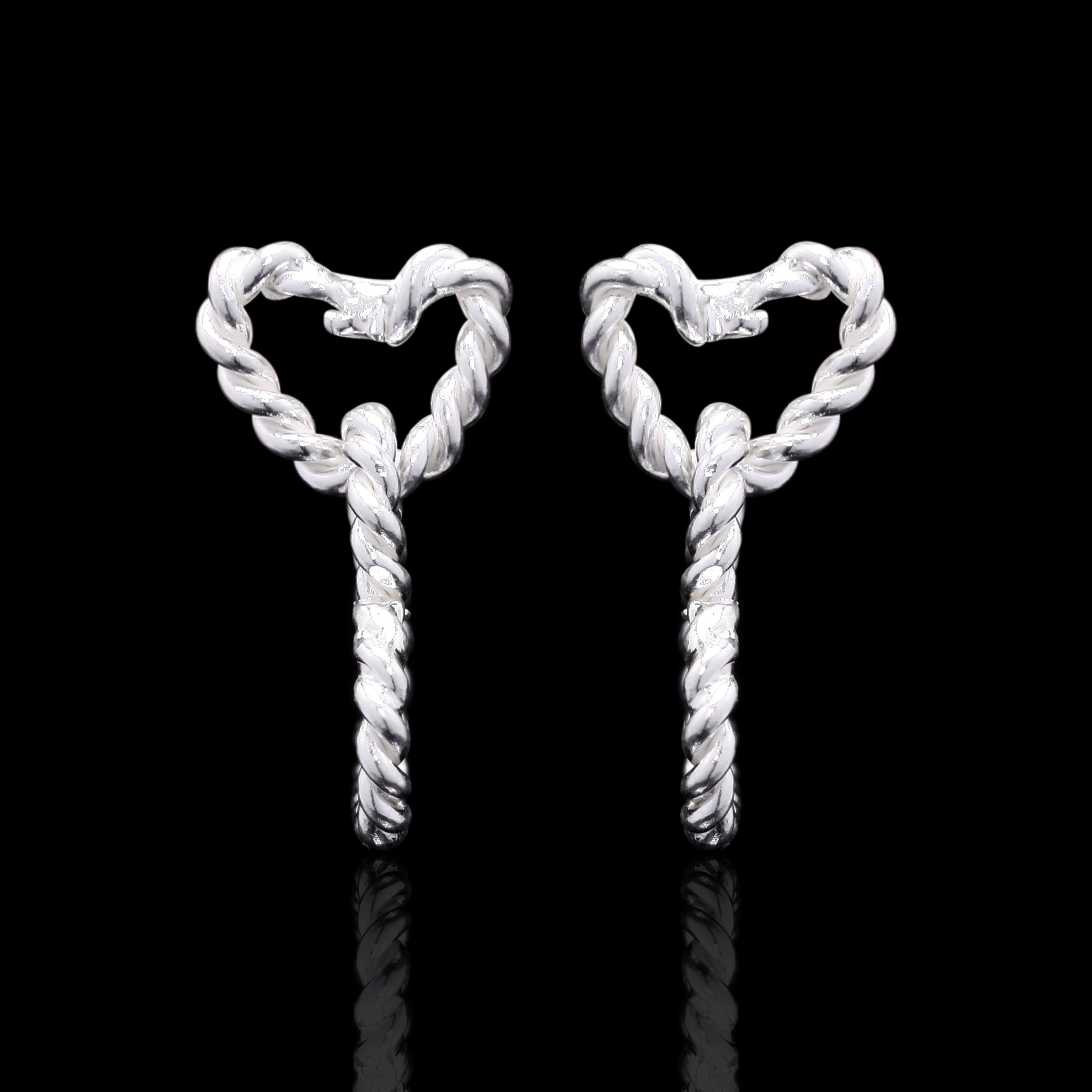 Intertwined Hearts Silver Studs