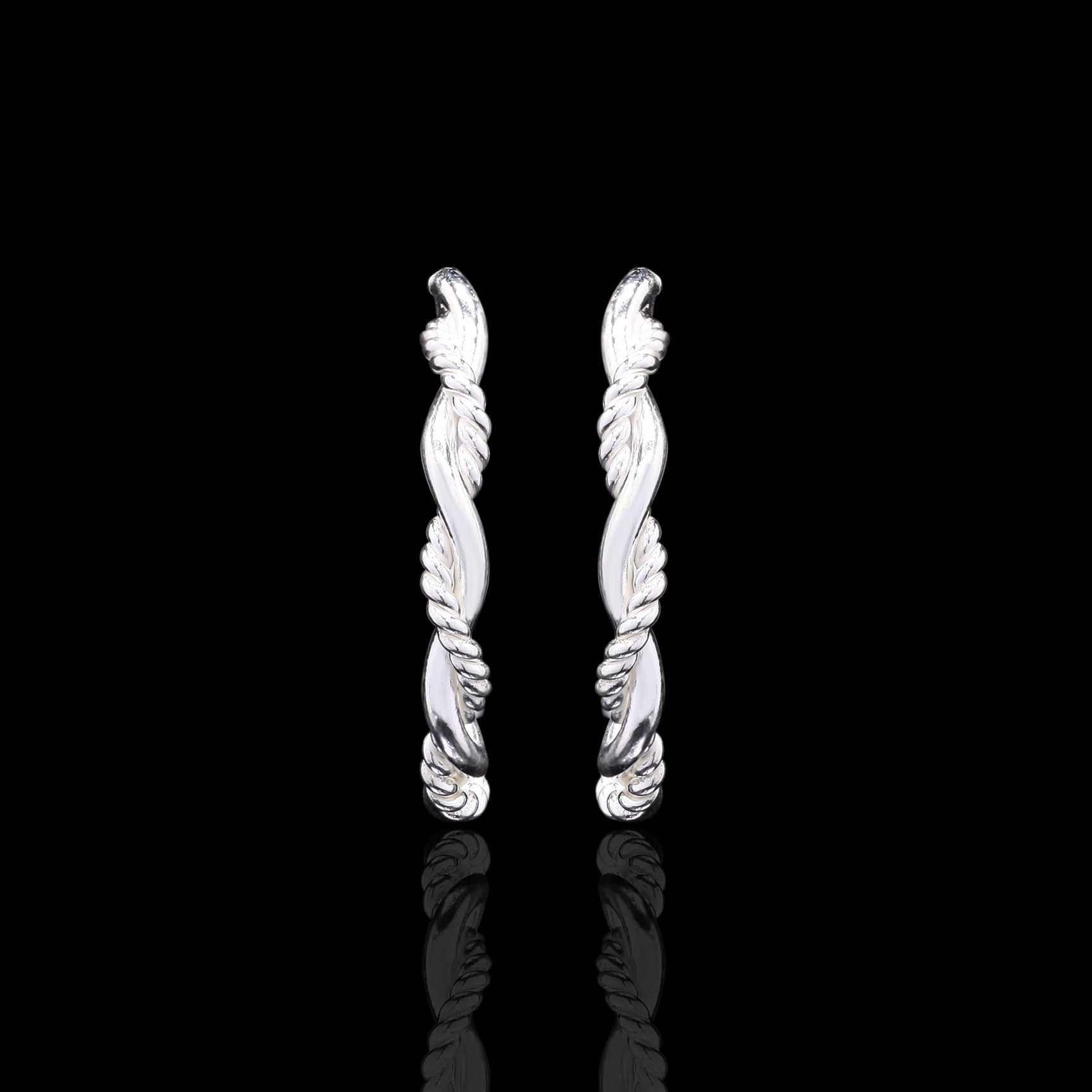 Twist Hoops Silver Earrings