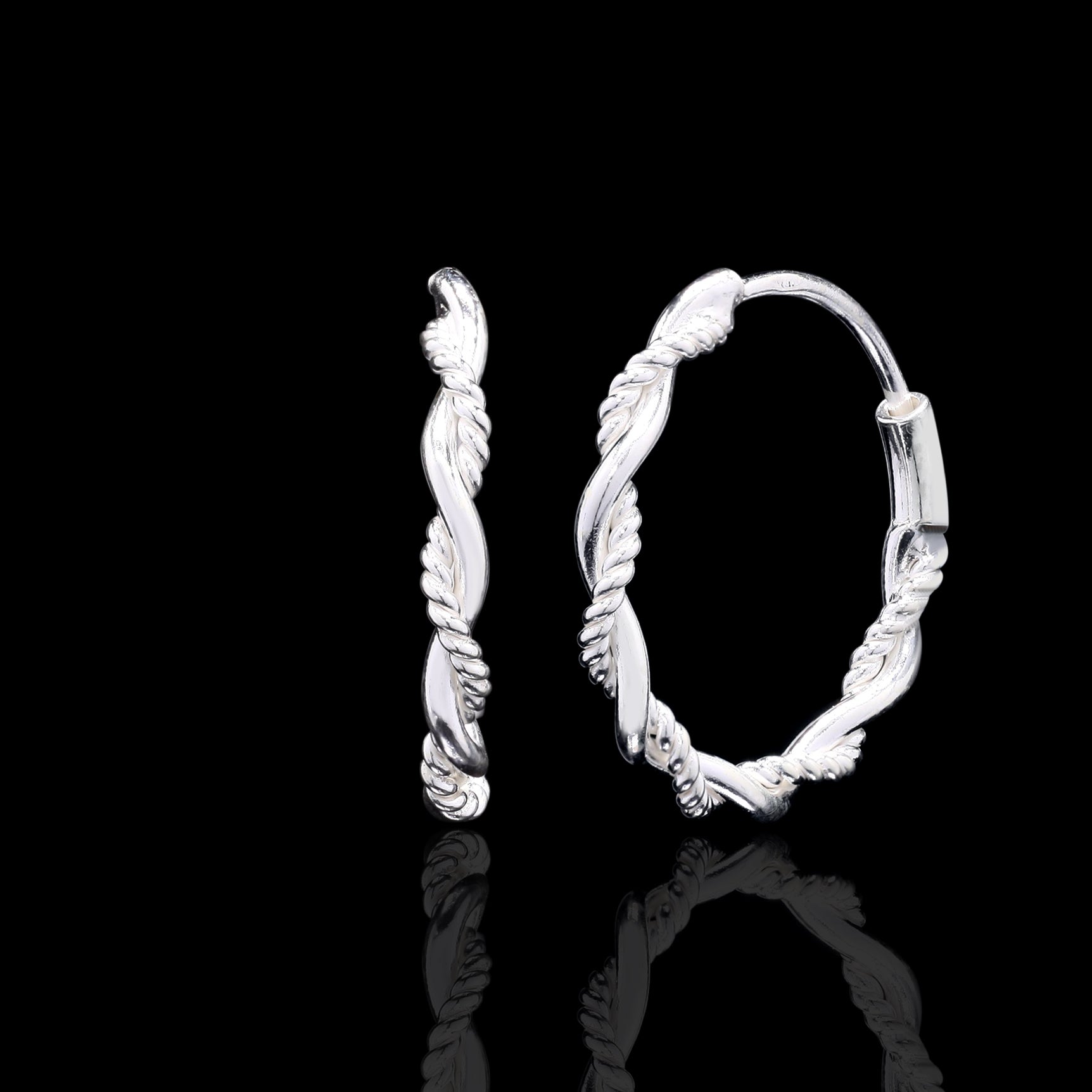 Twist Hoops Silver Earrings