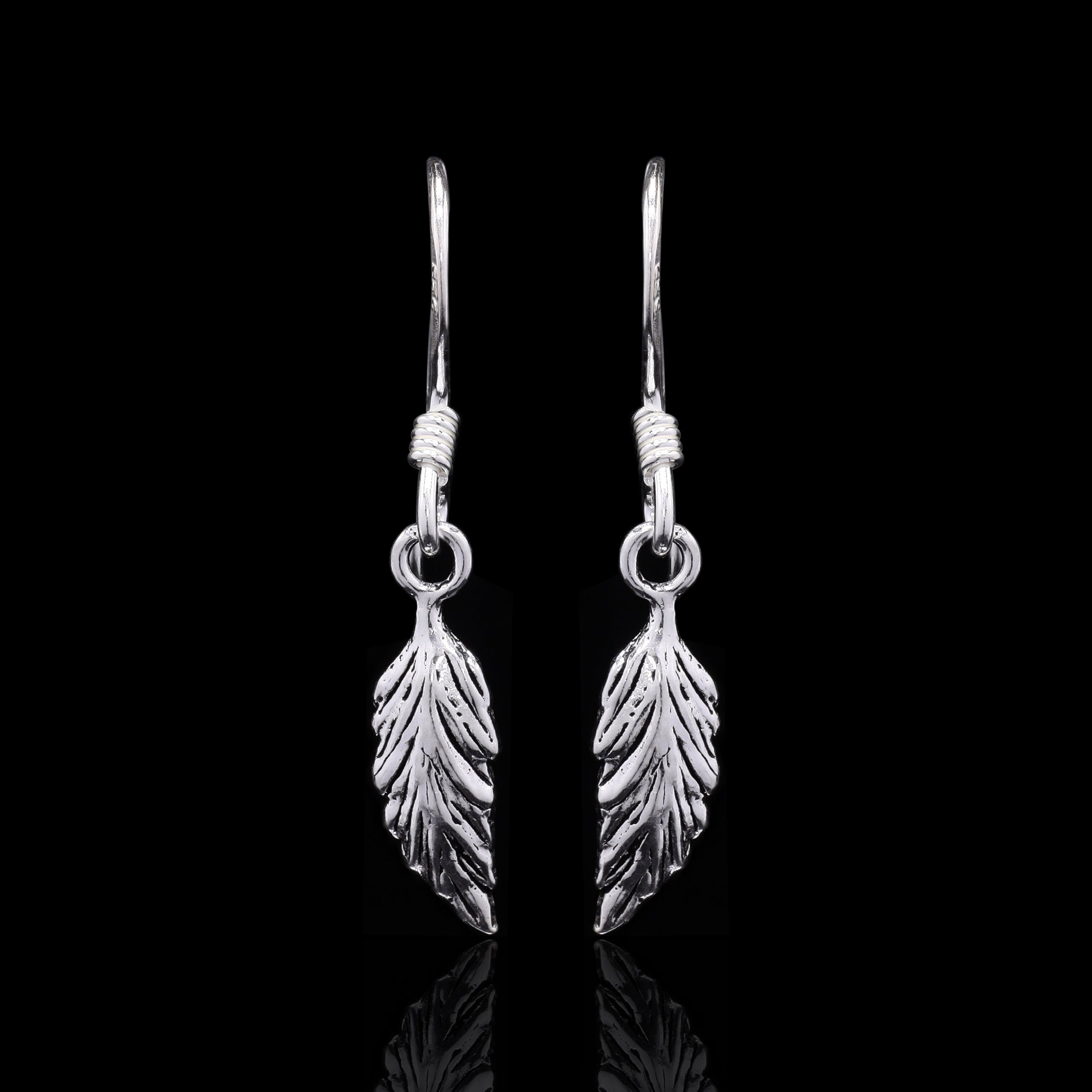 Leaf-Drop Silver Earrings