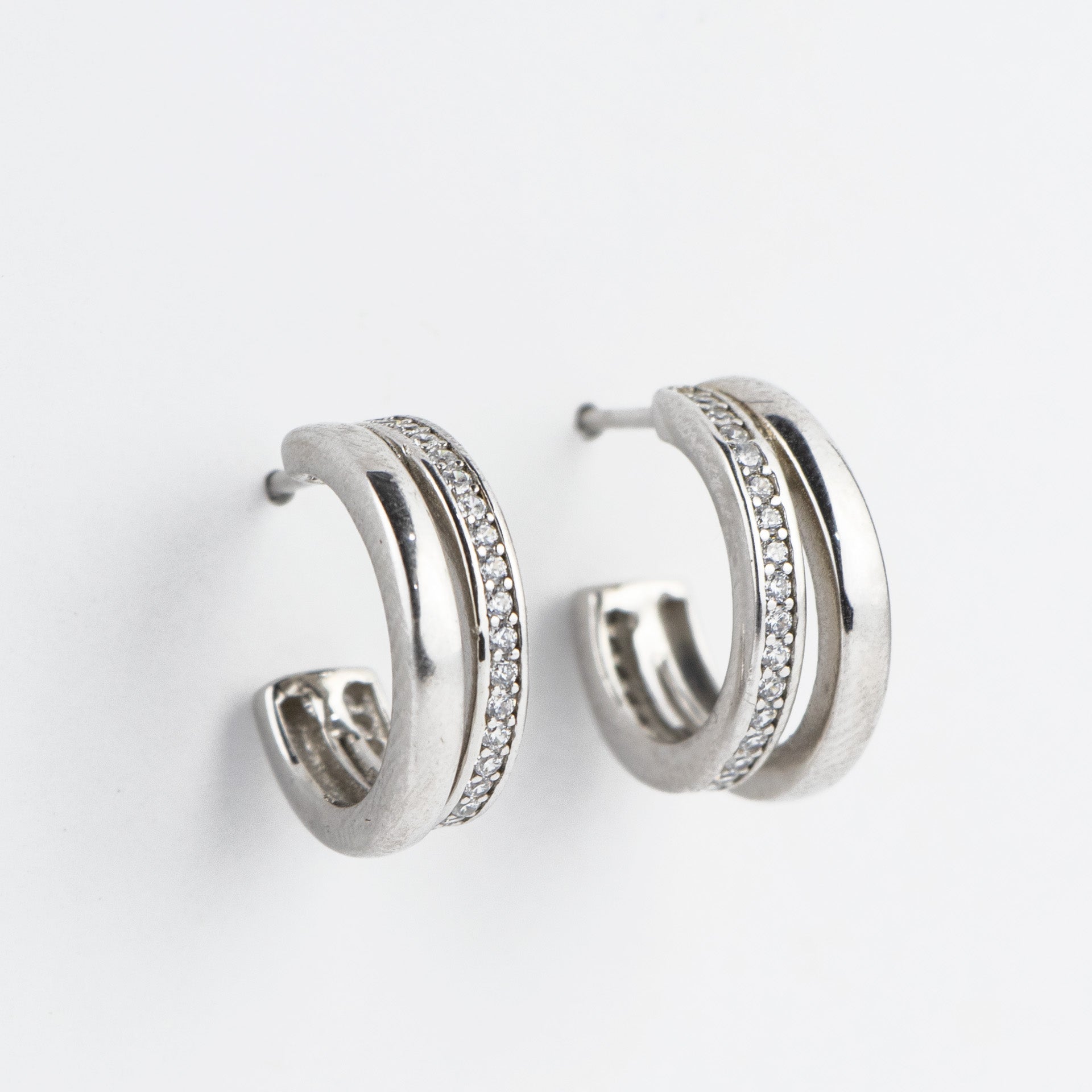Double Take Silver Hoops