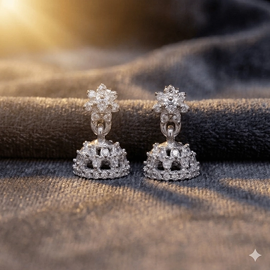 Sparkling Kamal Silver Jhumki