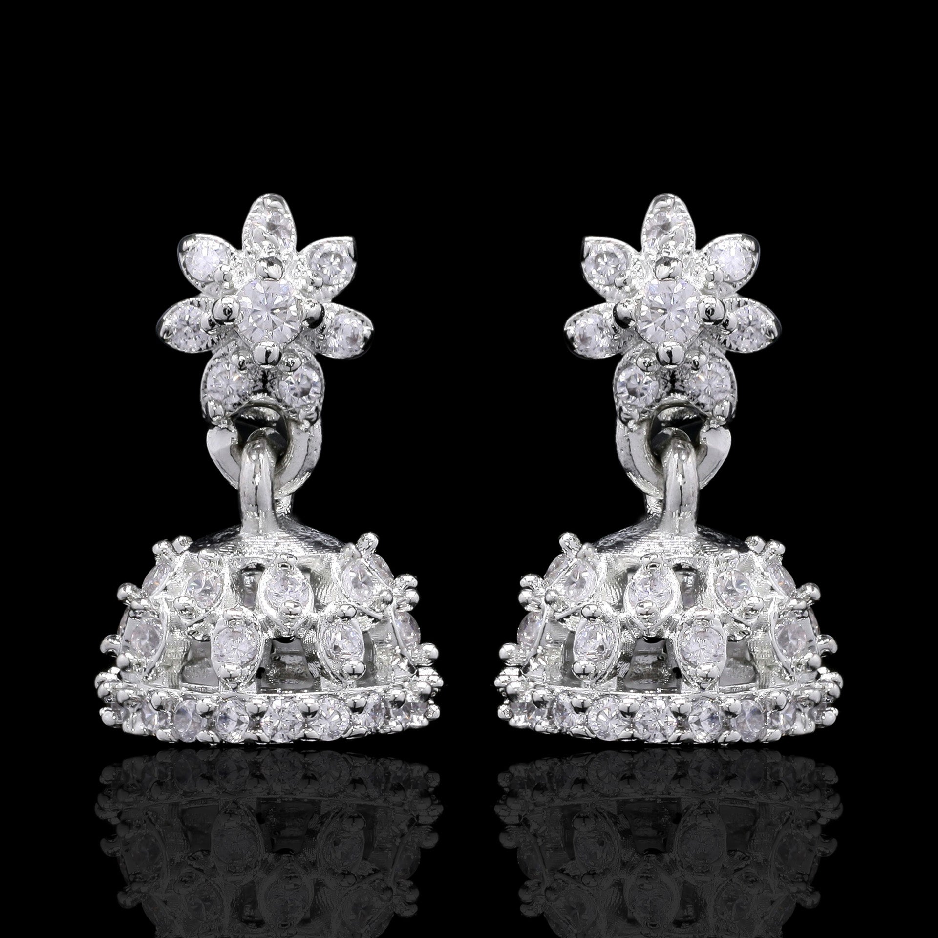 Sparkling Kamal Silver Jhumki