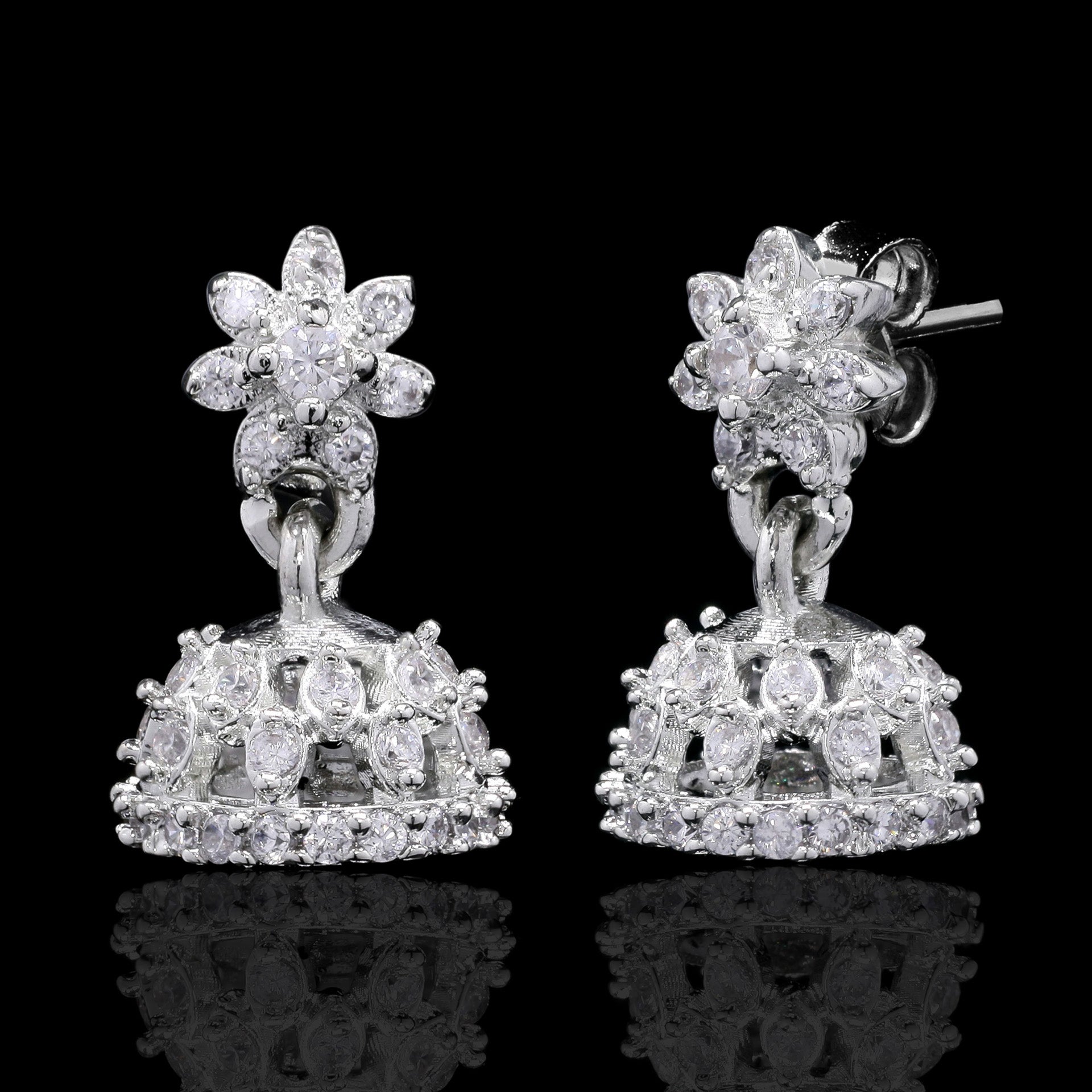 Sparkling Kamal Silver Jhumki