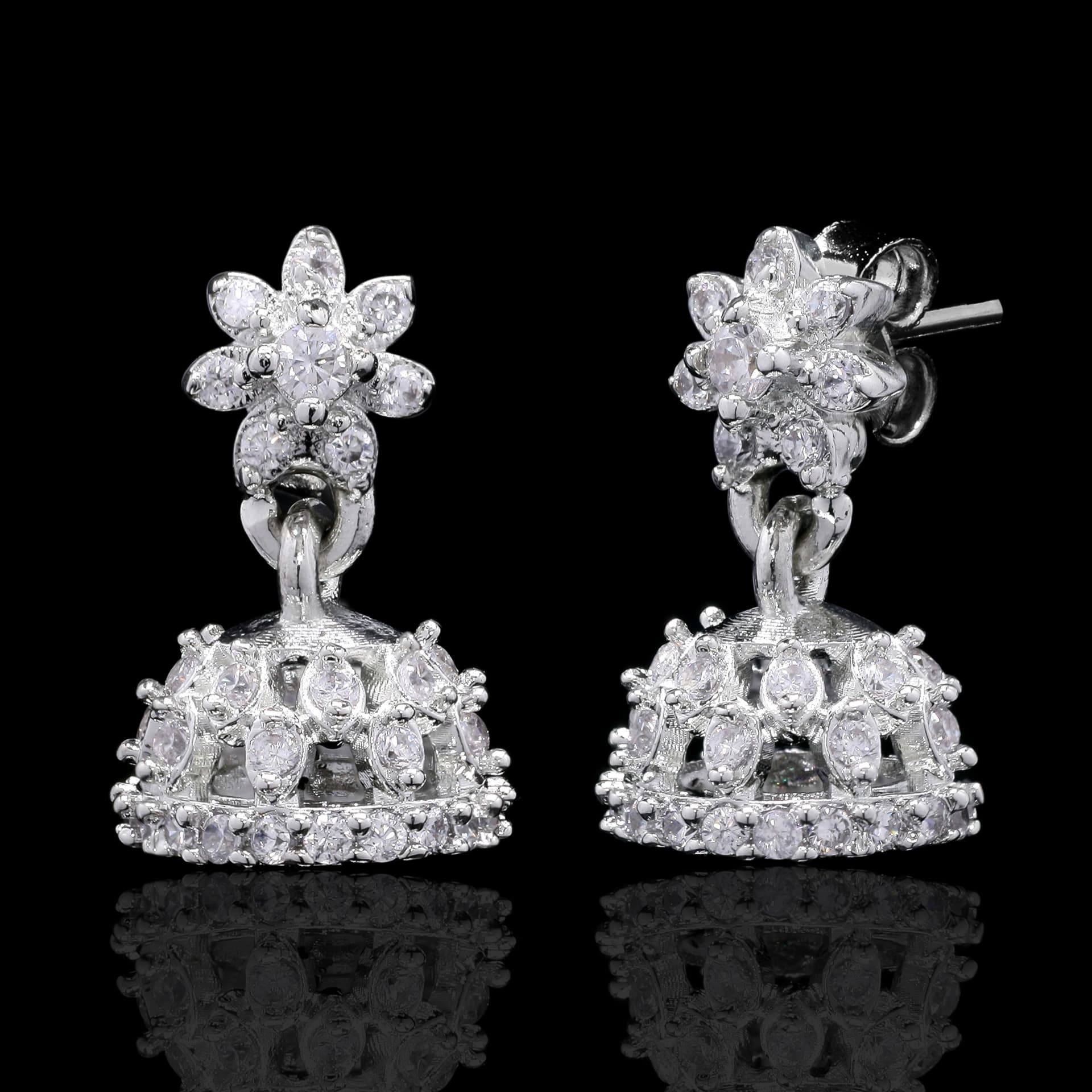 Sparkling Kamal Silver Jhumki