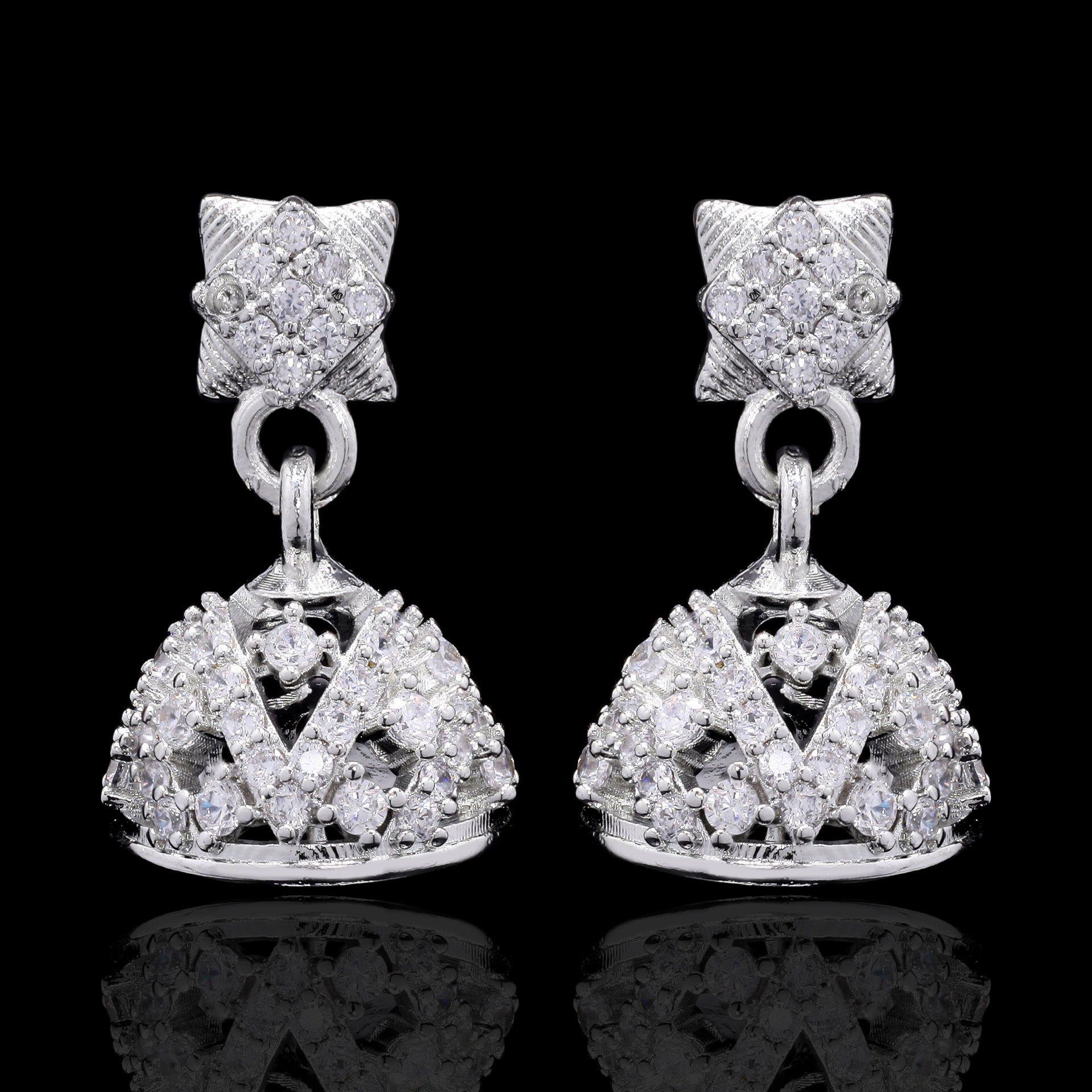 White Naaz Silver Jhumki