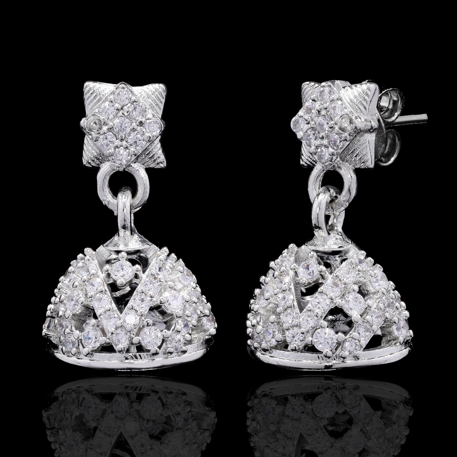 White Naaz Silver Jhumki