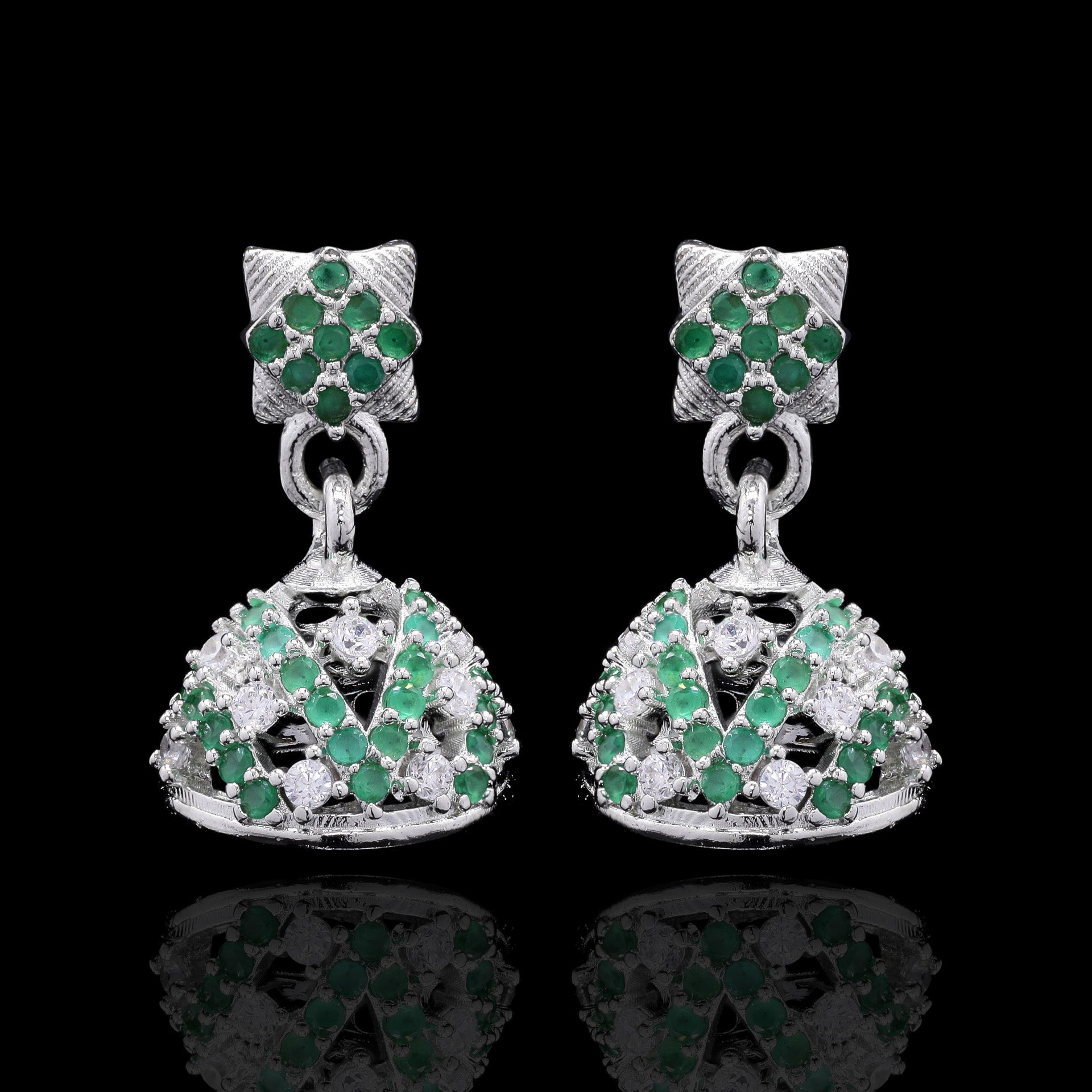 Green Naaz Silver Jhumki