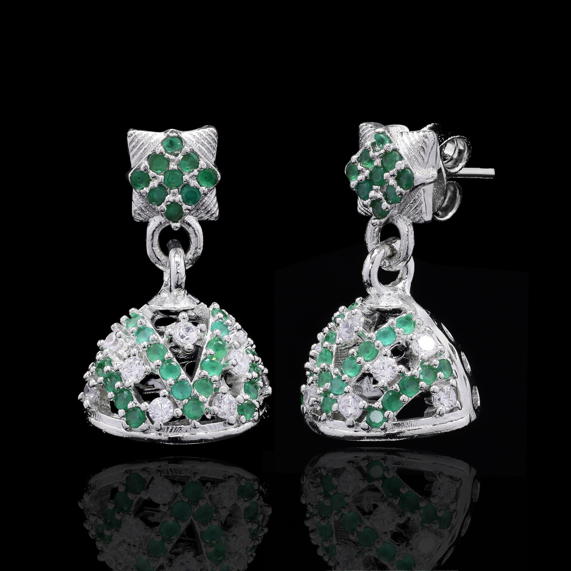 Green Naaz Silver Jhumki