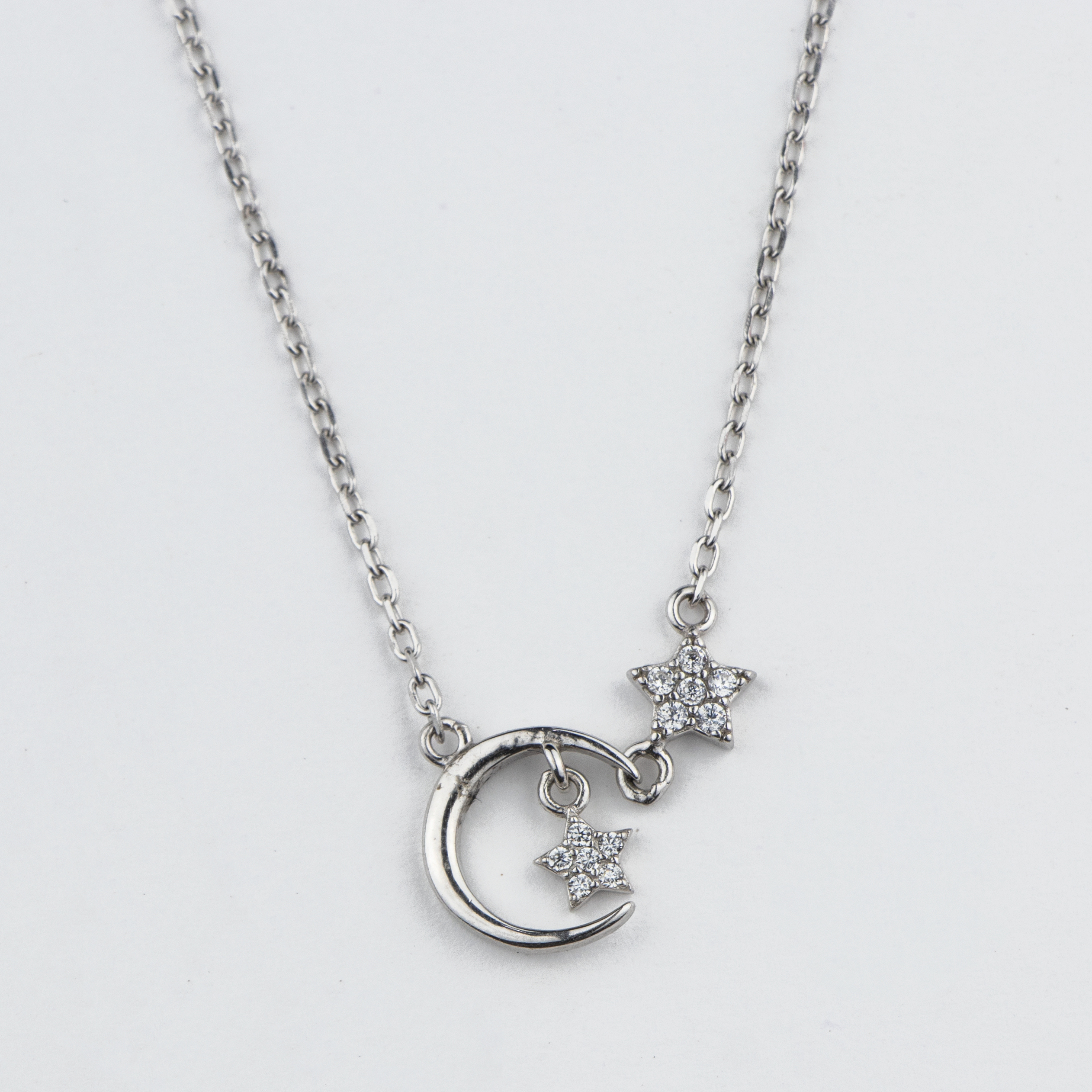 Crescent & Stars Silver Pendant