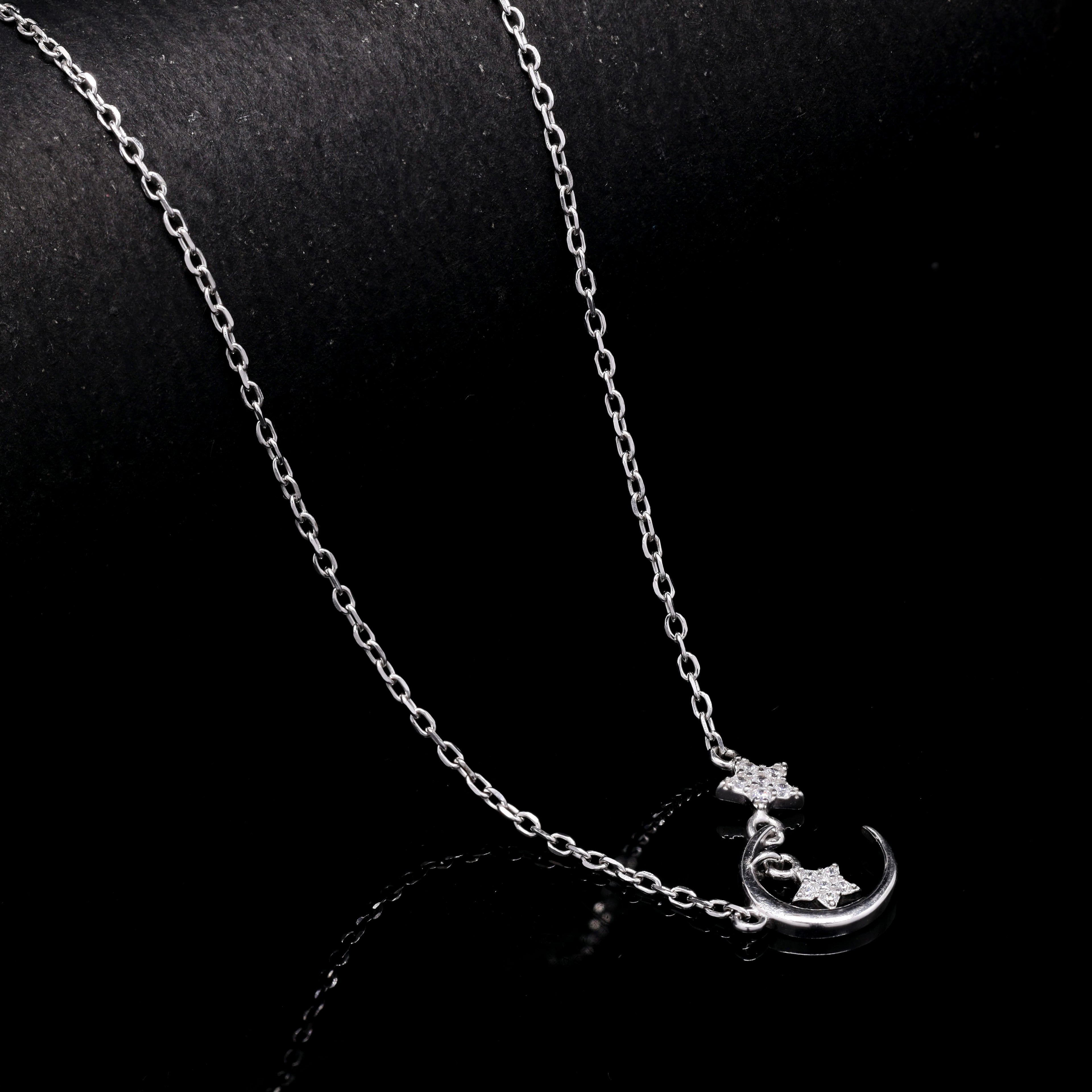 Crescent & Stars Silver Pendant
