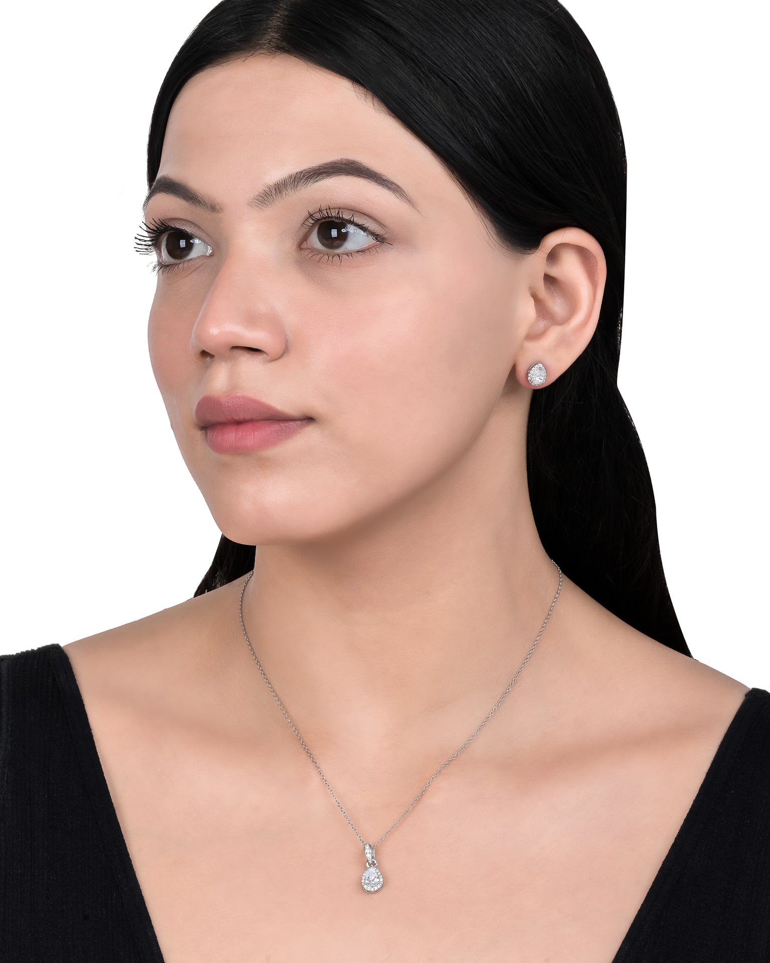 Dew Drop Silver Pendant Set