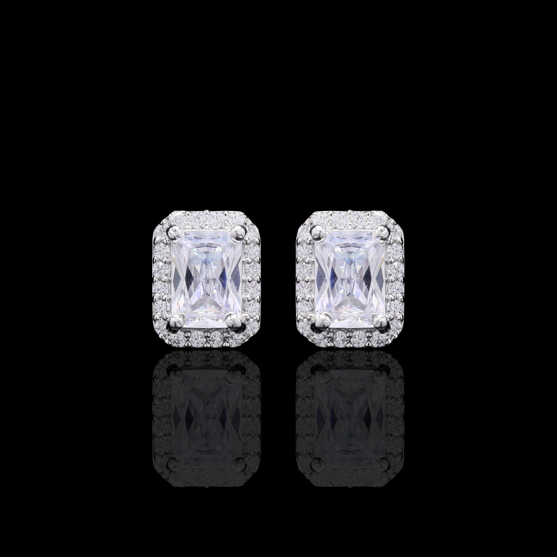 White Octagen Silver Pendant Set