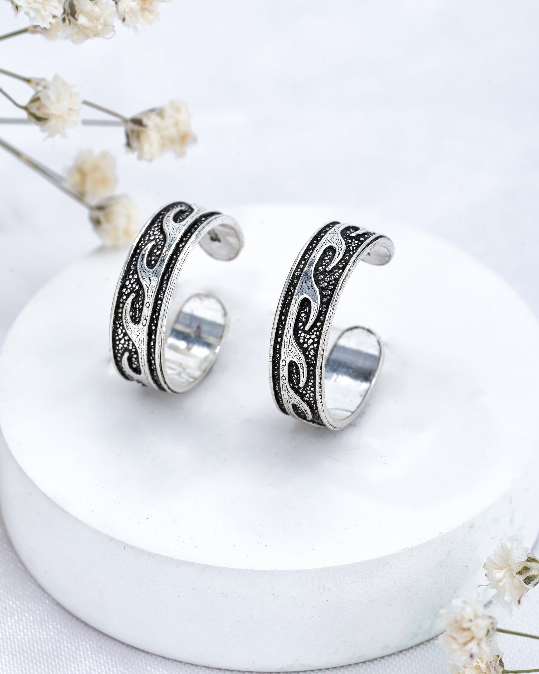 Ocean Wave Silver Toe Rings