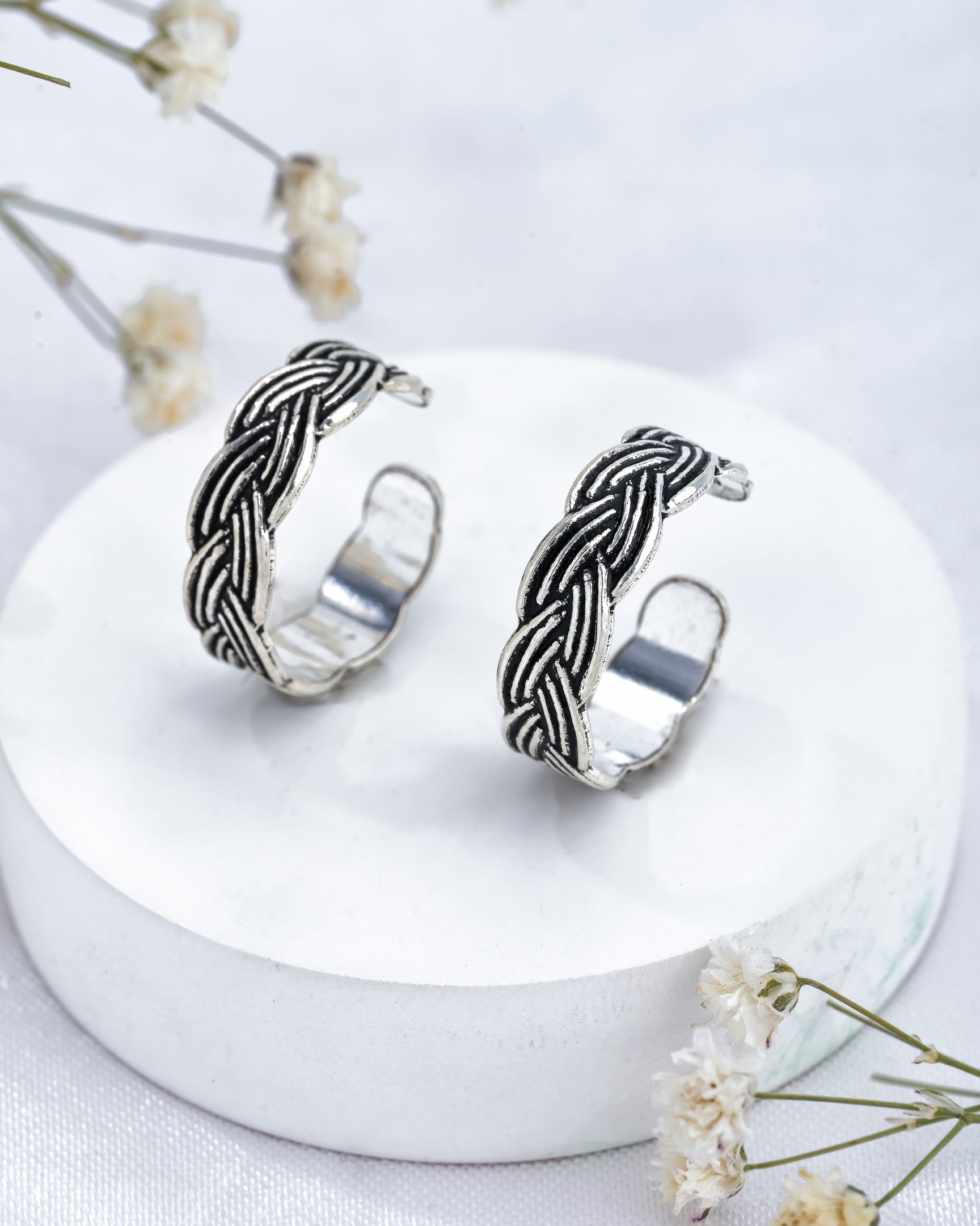 Silver Braid Toe Rings