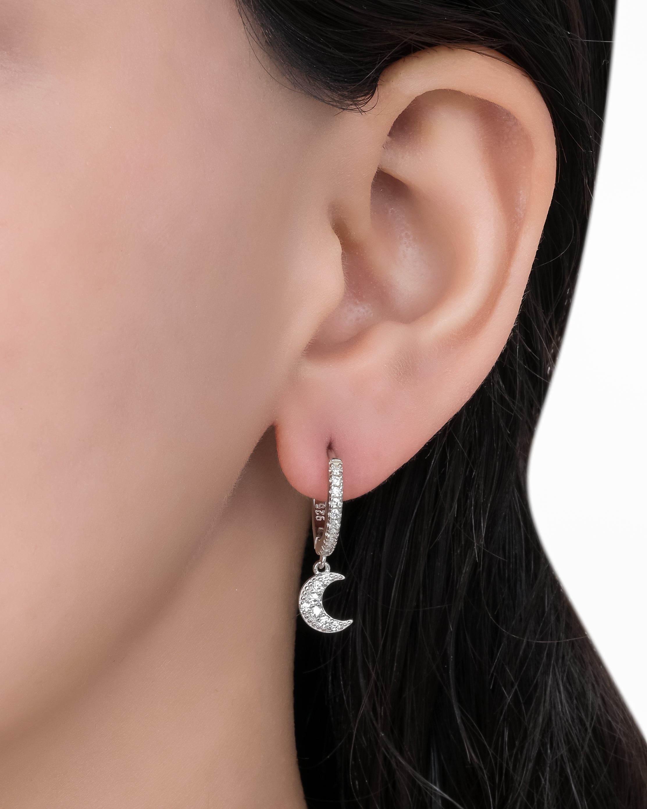 Crescent Moon Silver Earrings