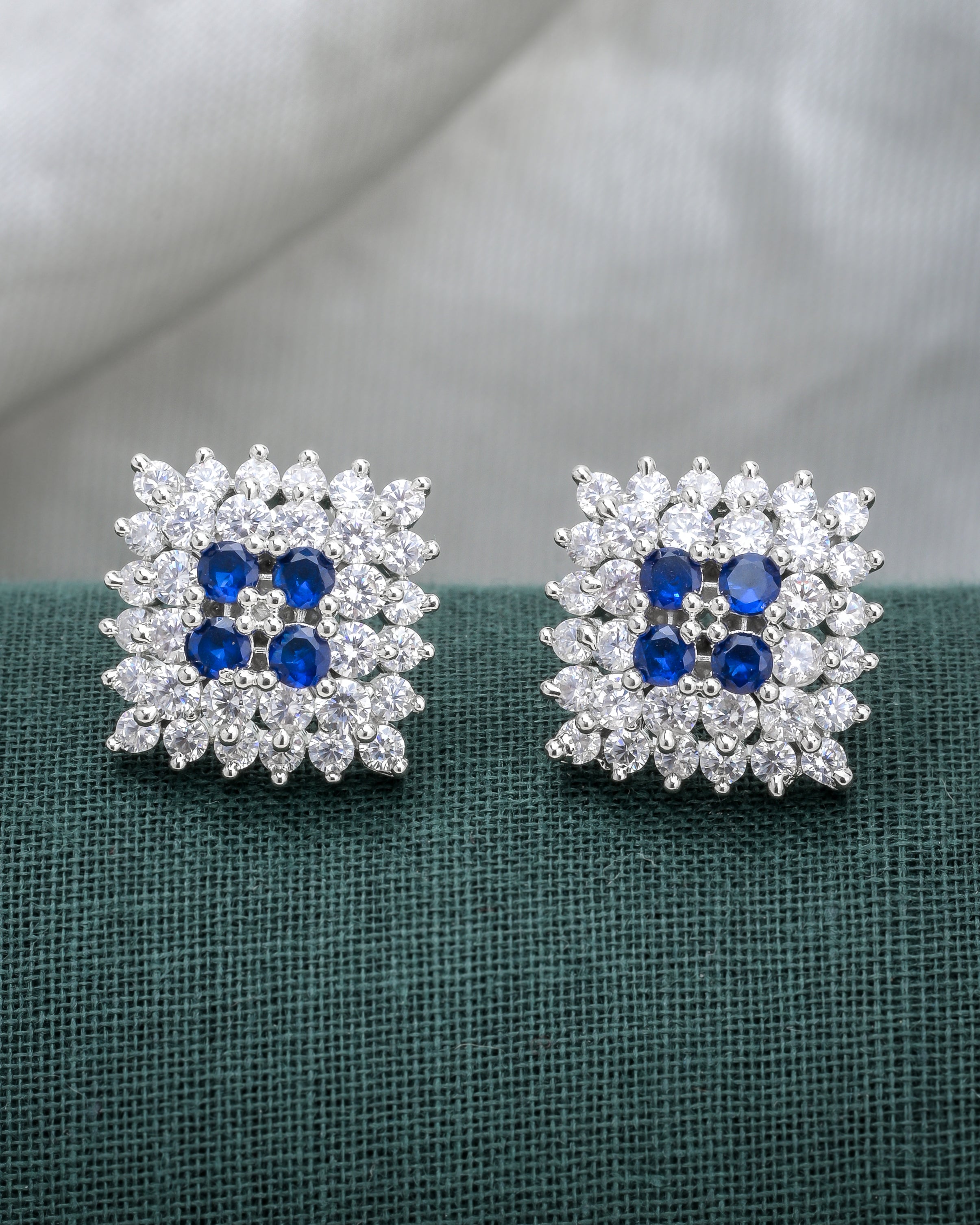 Blue Silver Web Studs