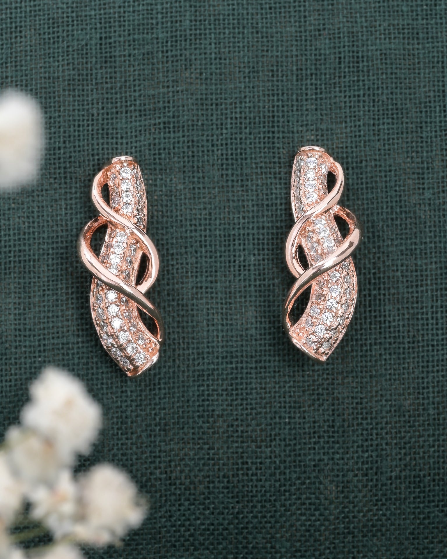 Rose Gold Cobra Wave Earrings